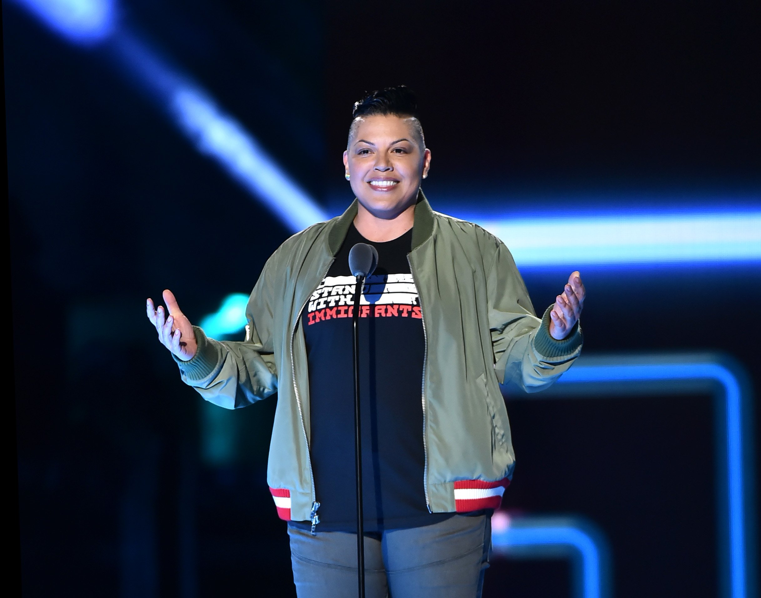 Sara Ramirez speaks on stage during VH1 Trailblazer Honors 2018 at The Cathedral of St. John the Divine on June 21, 2018 in New York City