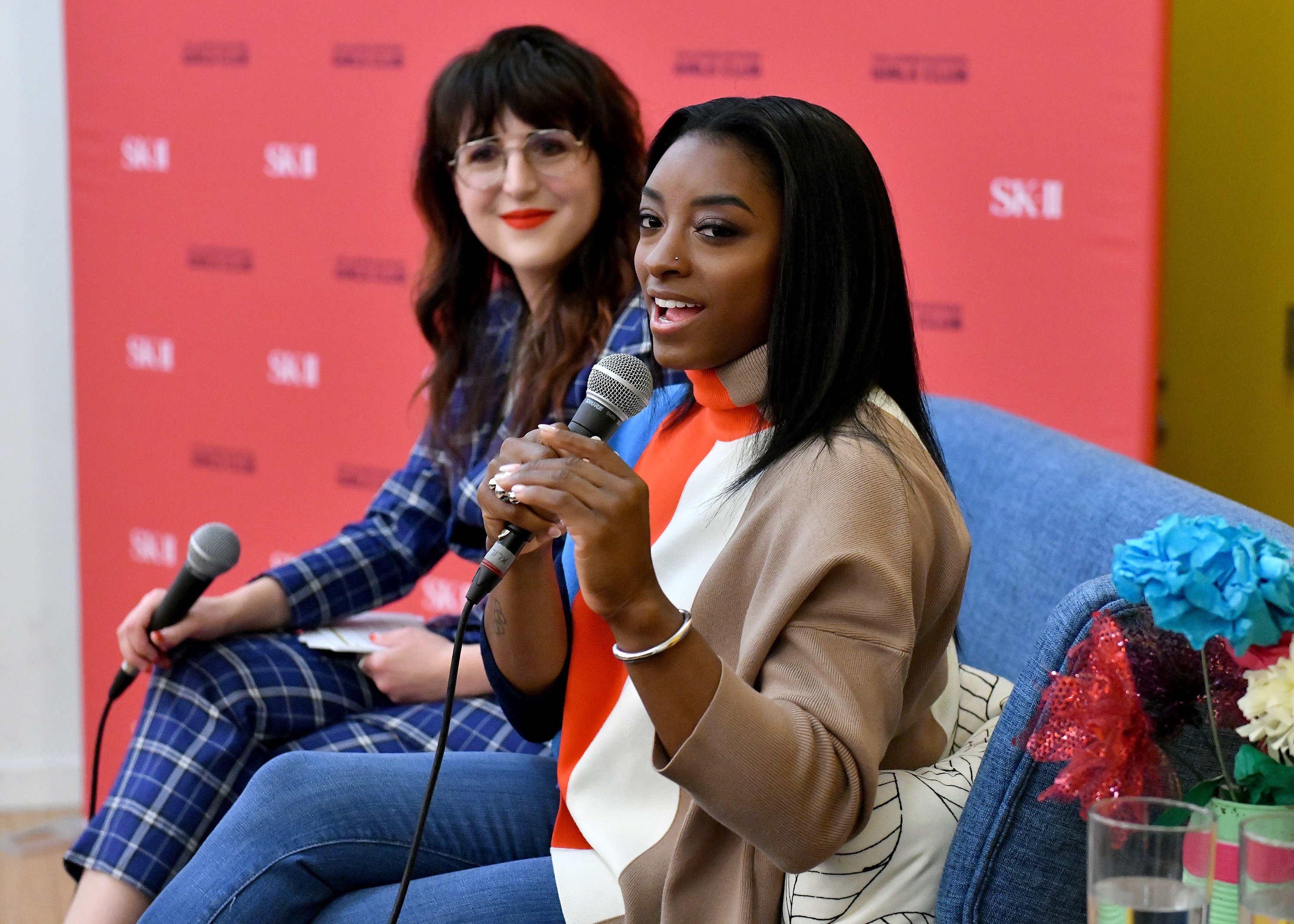 Simone Biles talks to the Lower Eastside Girls Club in 2020