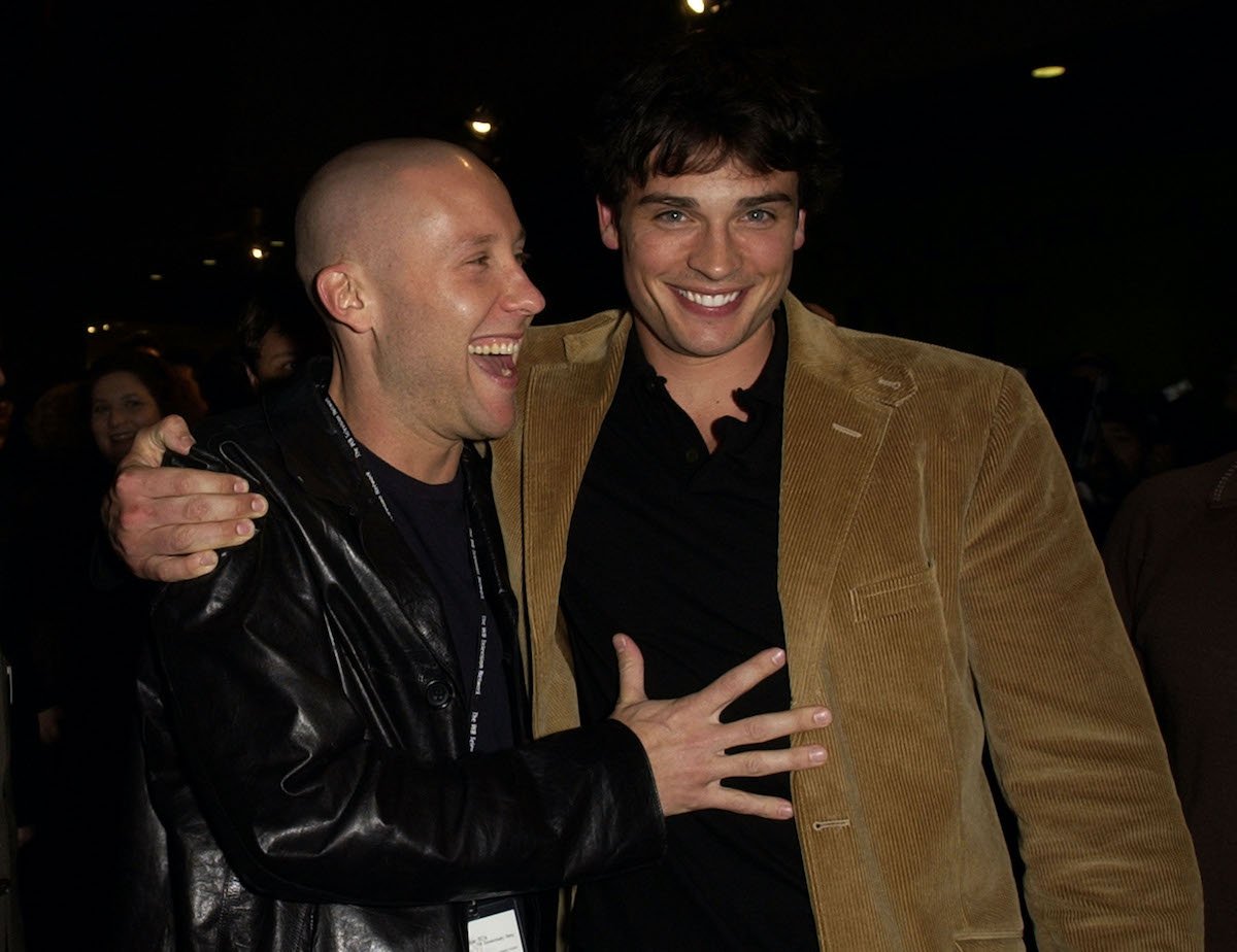 'Smallville' stars Michael Rosenbaum and Tom Welling pose and smile