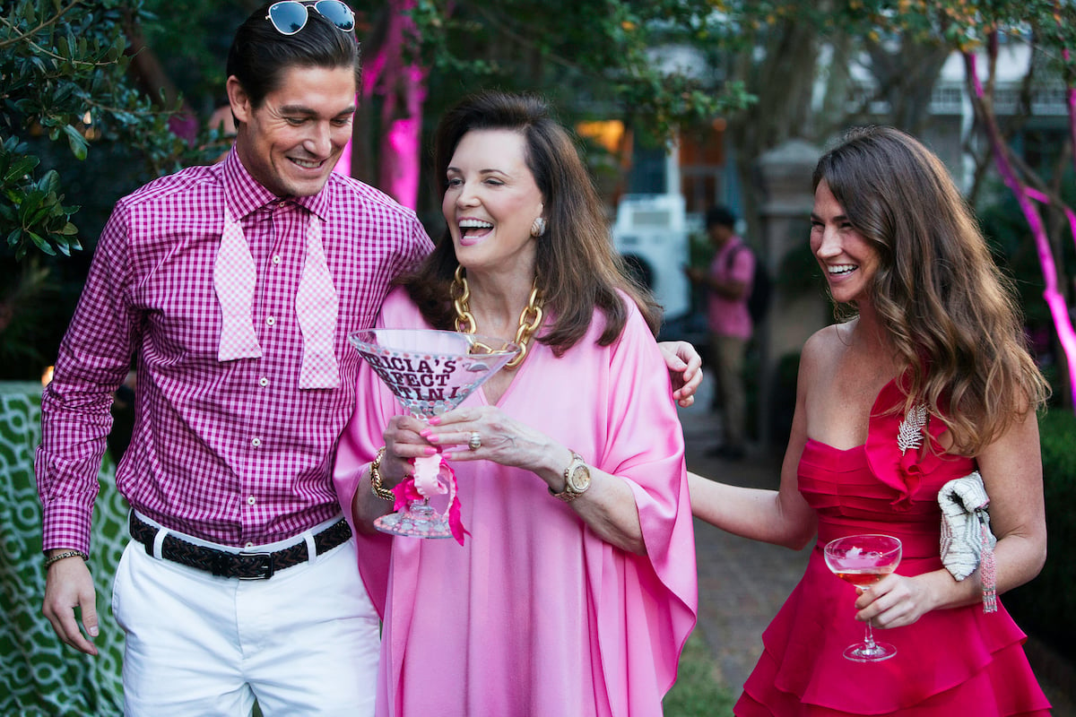 Craig Conover, Patricia Altschul, Landon Clements at a party on Southern Charm