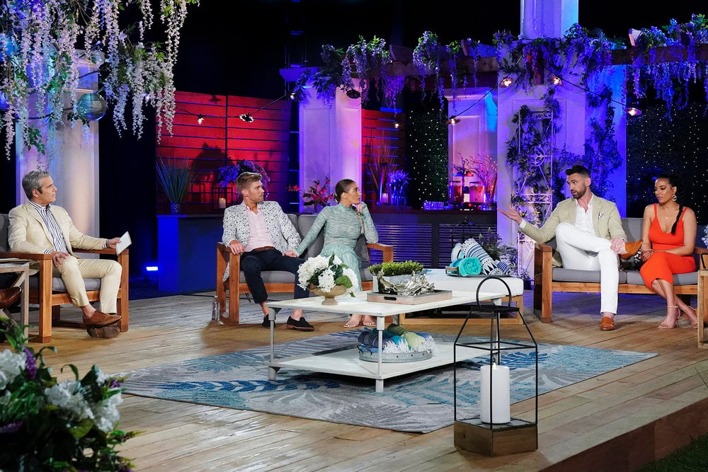 Andy Cohen, Kyle Cooke, Amanda Batula, Carl Radke, Danielle Olivera during the Summer House reunion