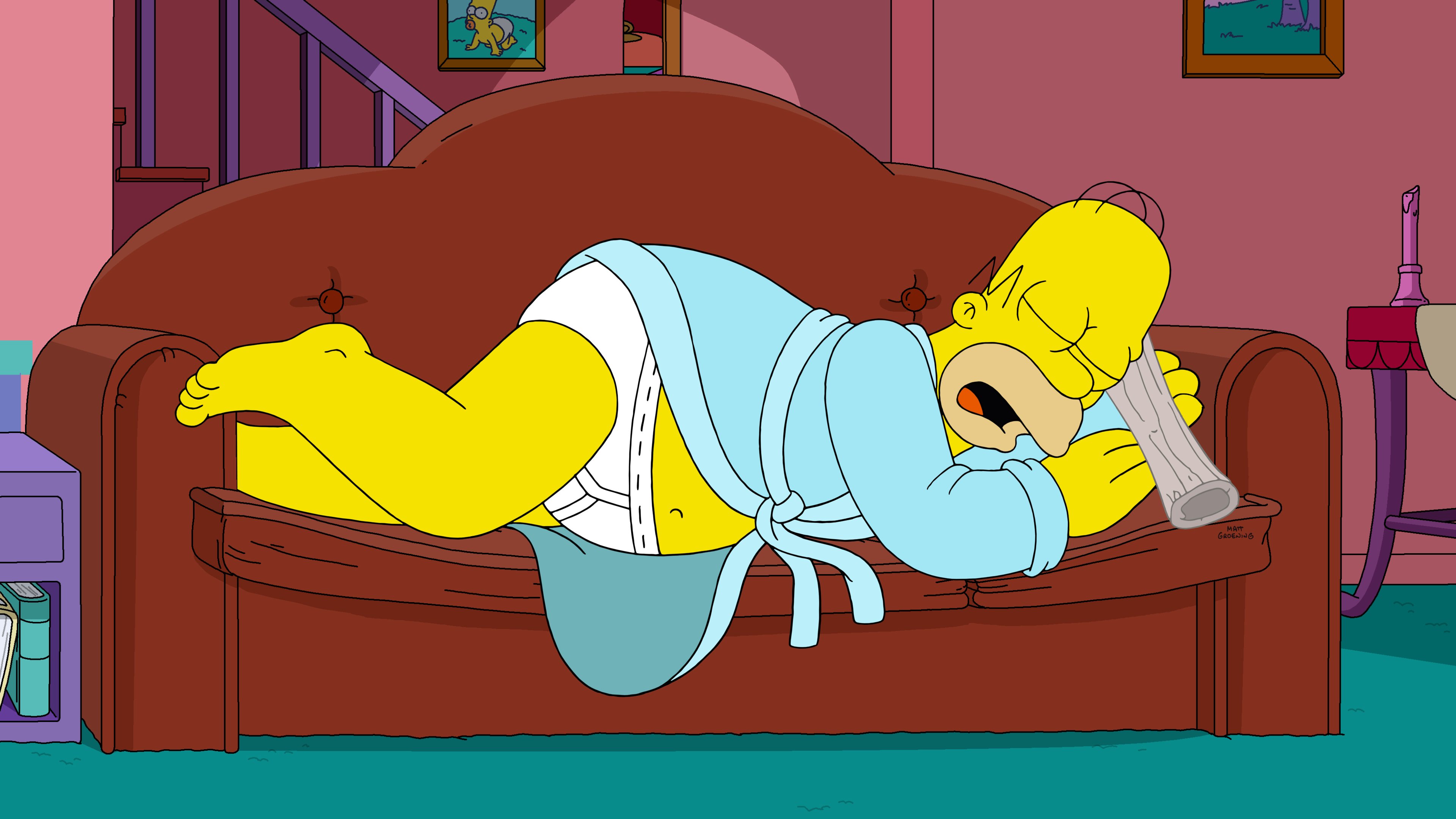 The Simpsons: Homer sleeping on the couch