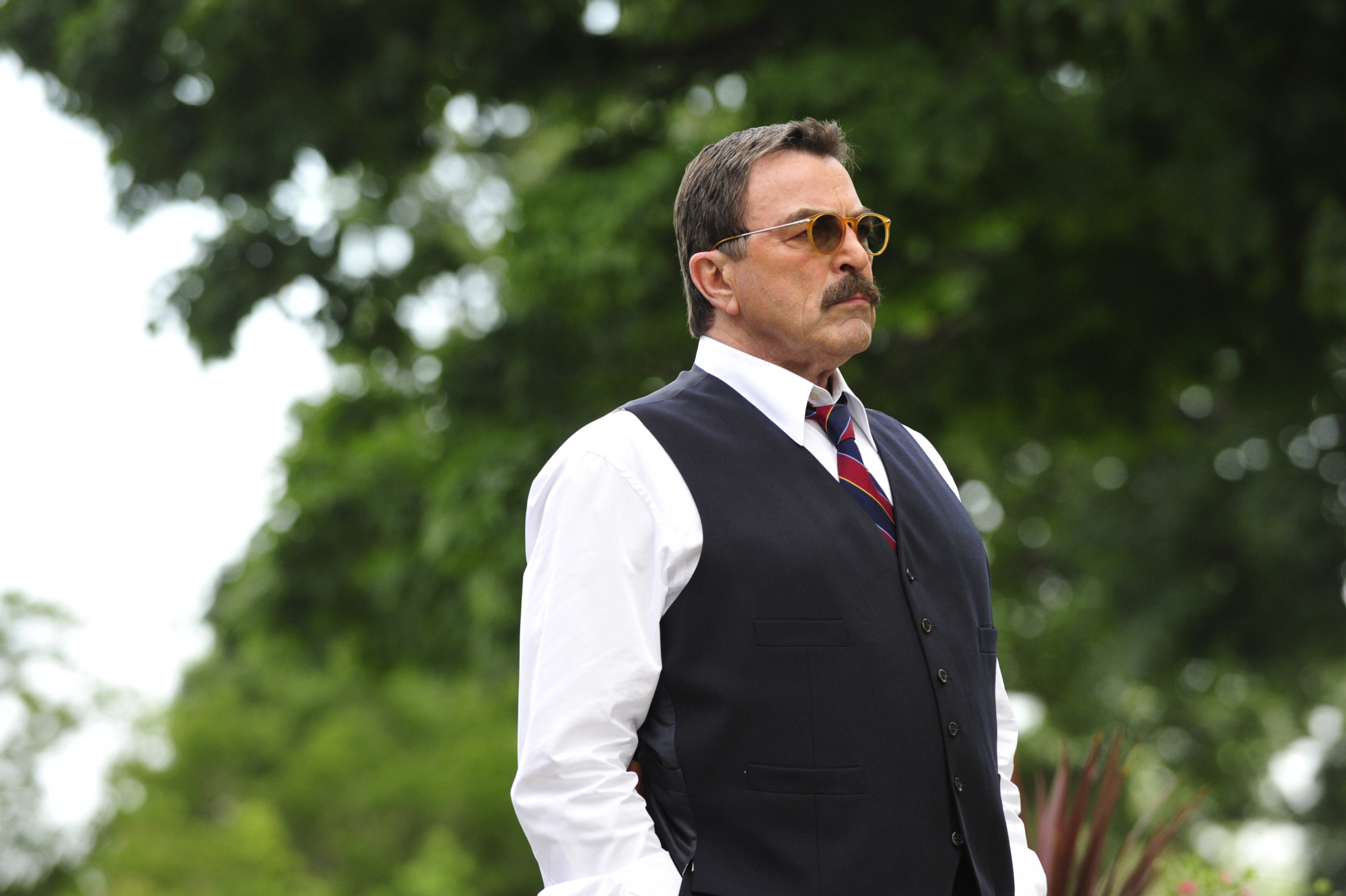 Tom Selleck on the set of 'Blue Bloods' 