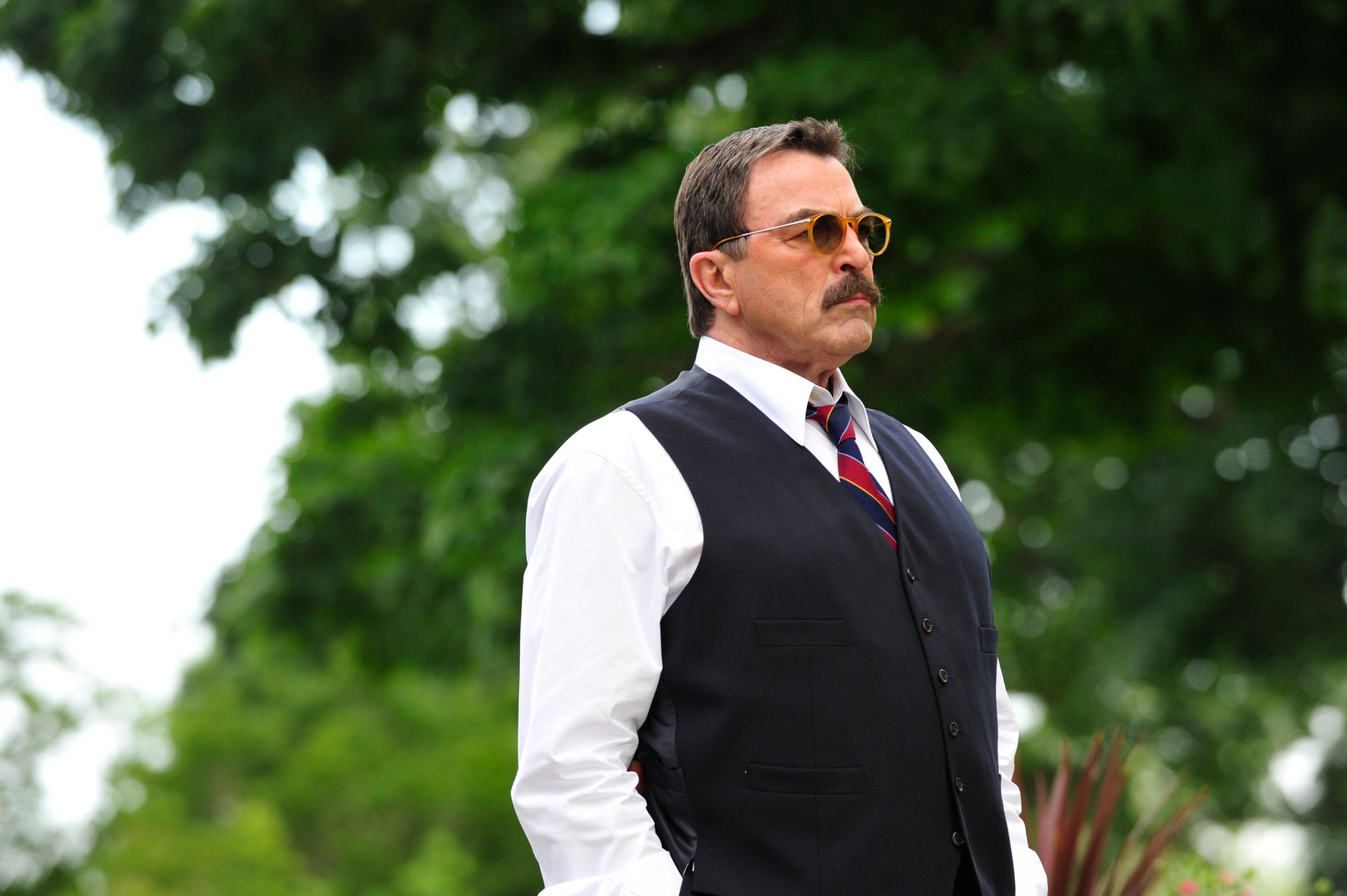 Tom Selleck on the set of 'Blue Bloods'