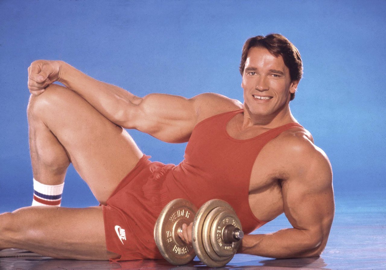 Arnold Schwarzenegger poses for a portrait session in 1985 in Los Angeles, California