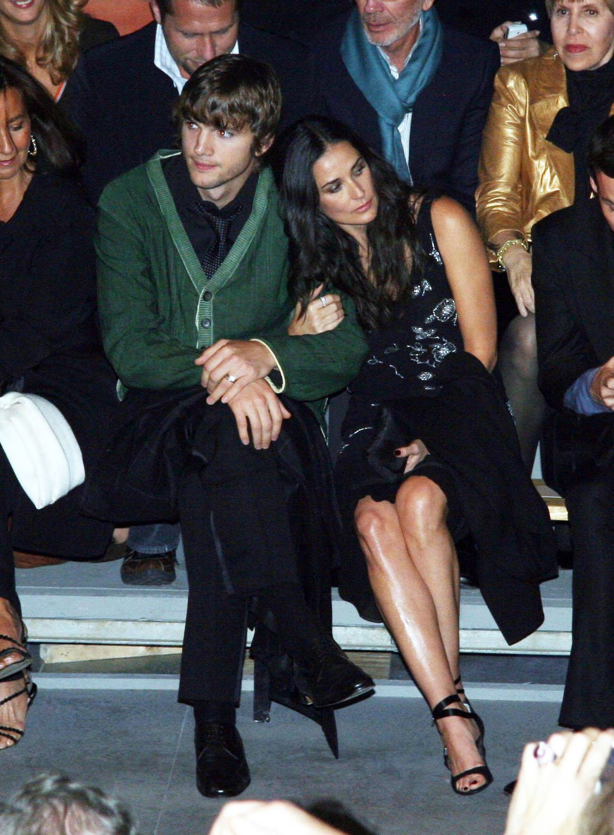 Ashton Kutcher and Demi Moore during Paris Fashion Week Spring Summer 2007