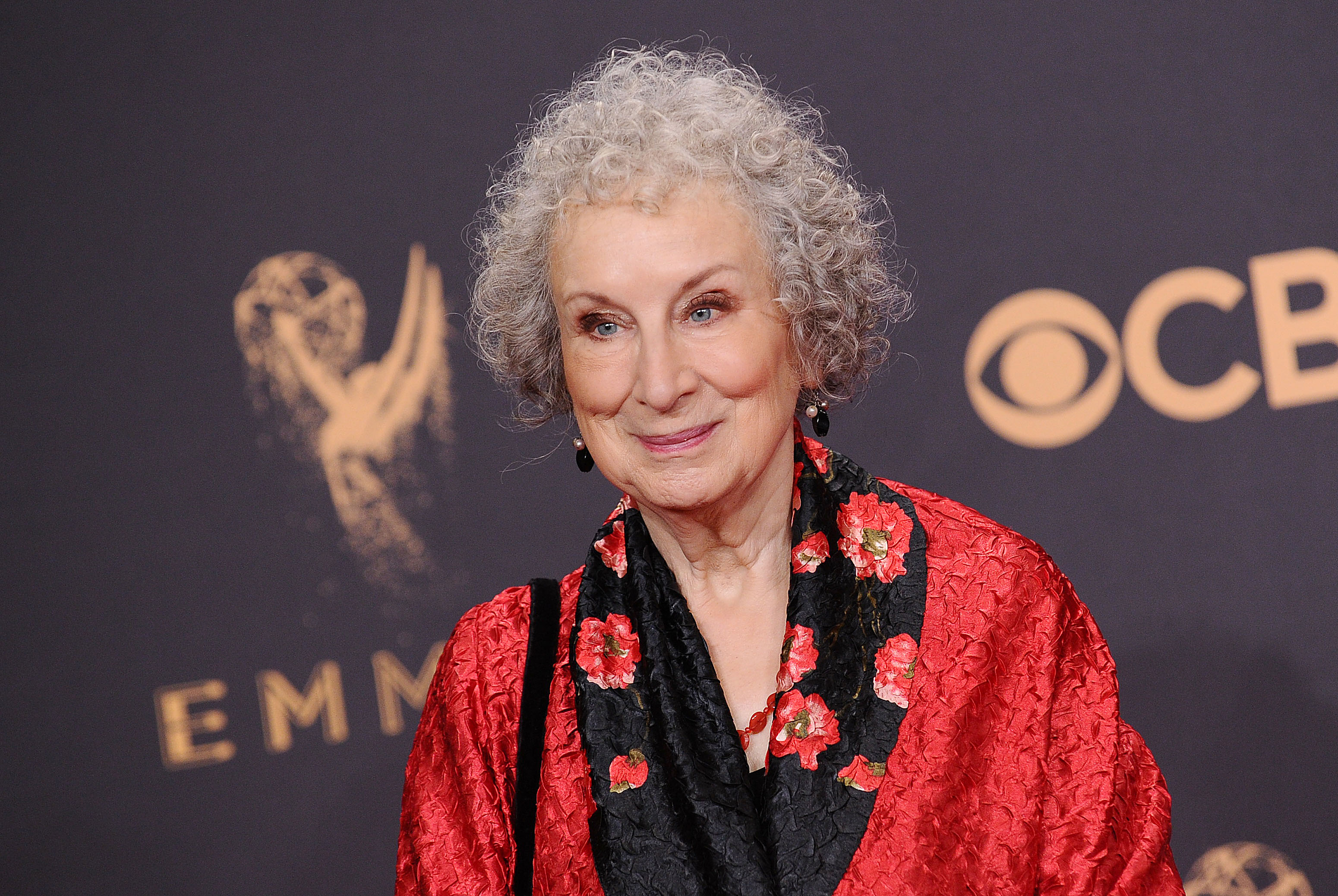 The Handmaid's Tale author Margaret Atwood wearing red