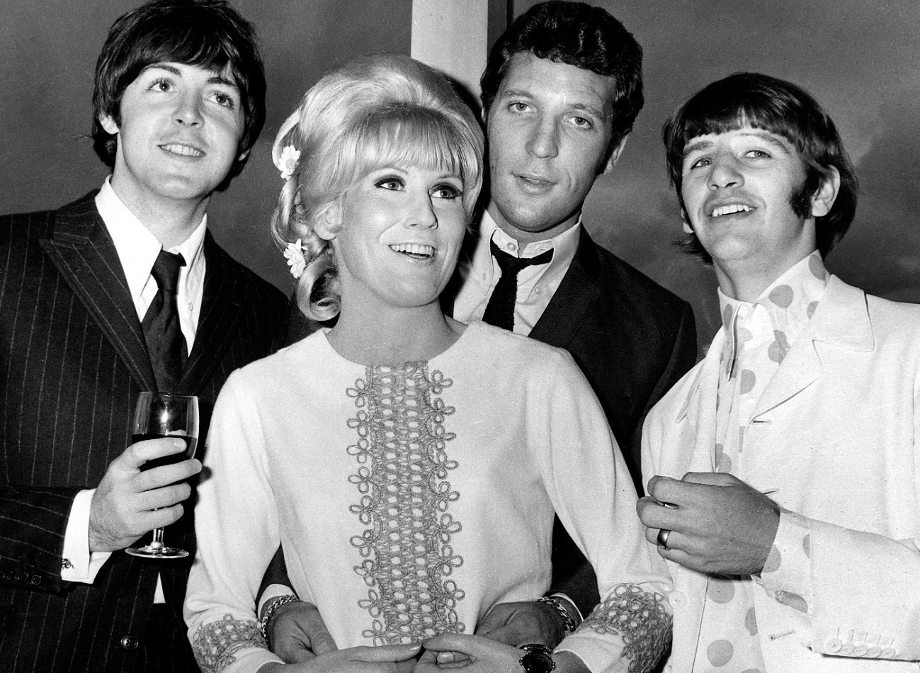 Paul McCartney, Dusty Springfield, Tom Jones, and Ringo Starr posed at Melody Maker Awards, 1966