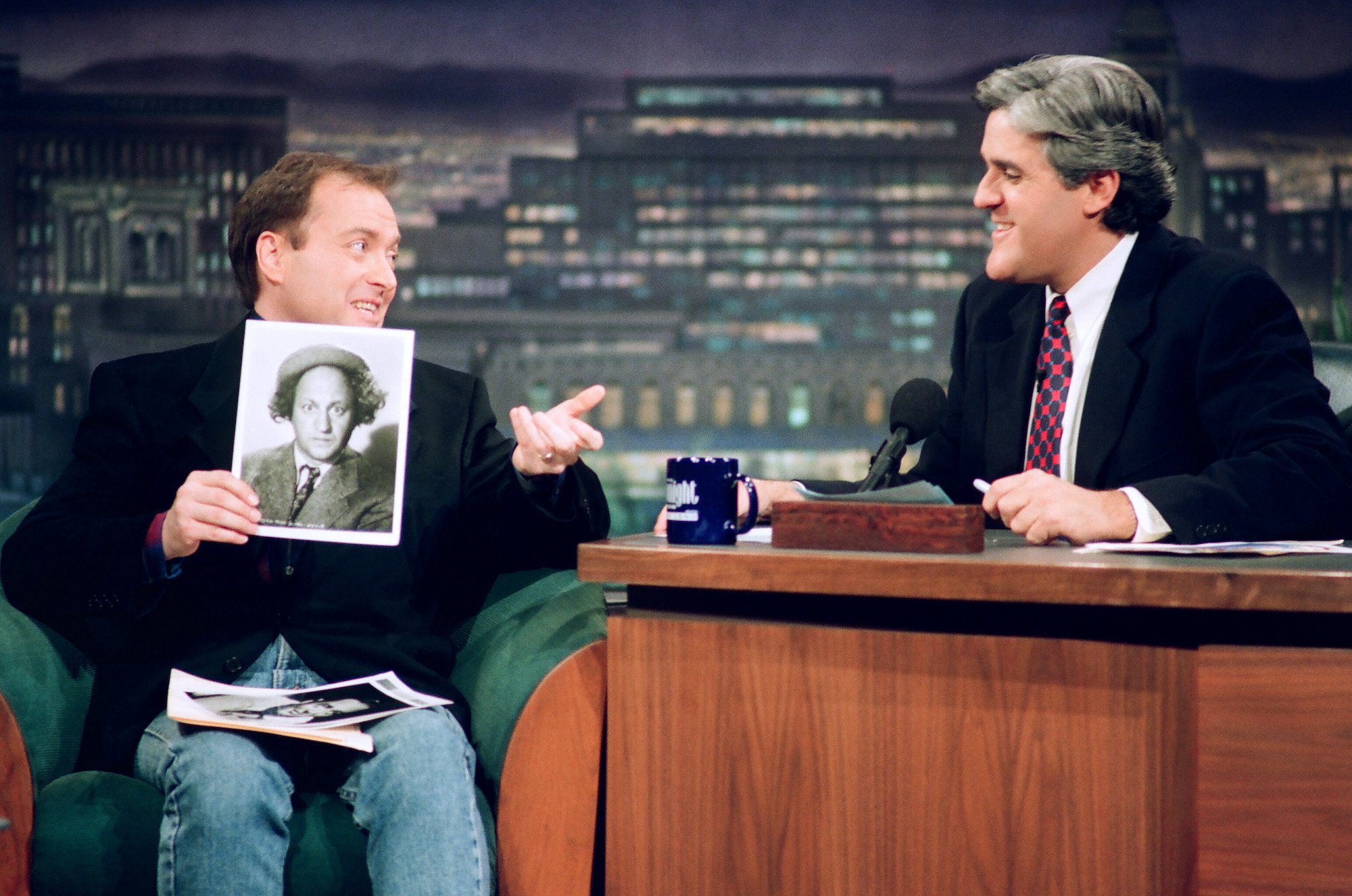 Voice actor Billy West during an interview with host Jay Leno