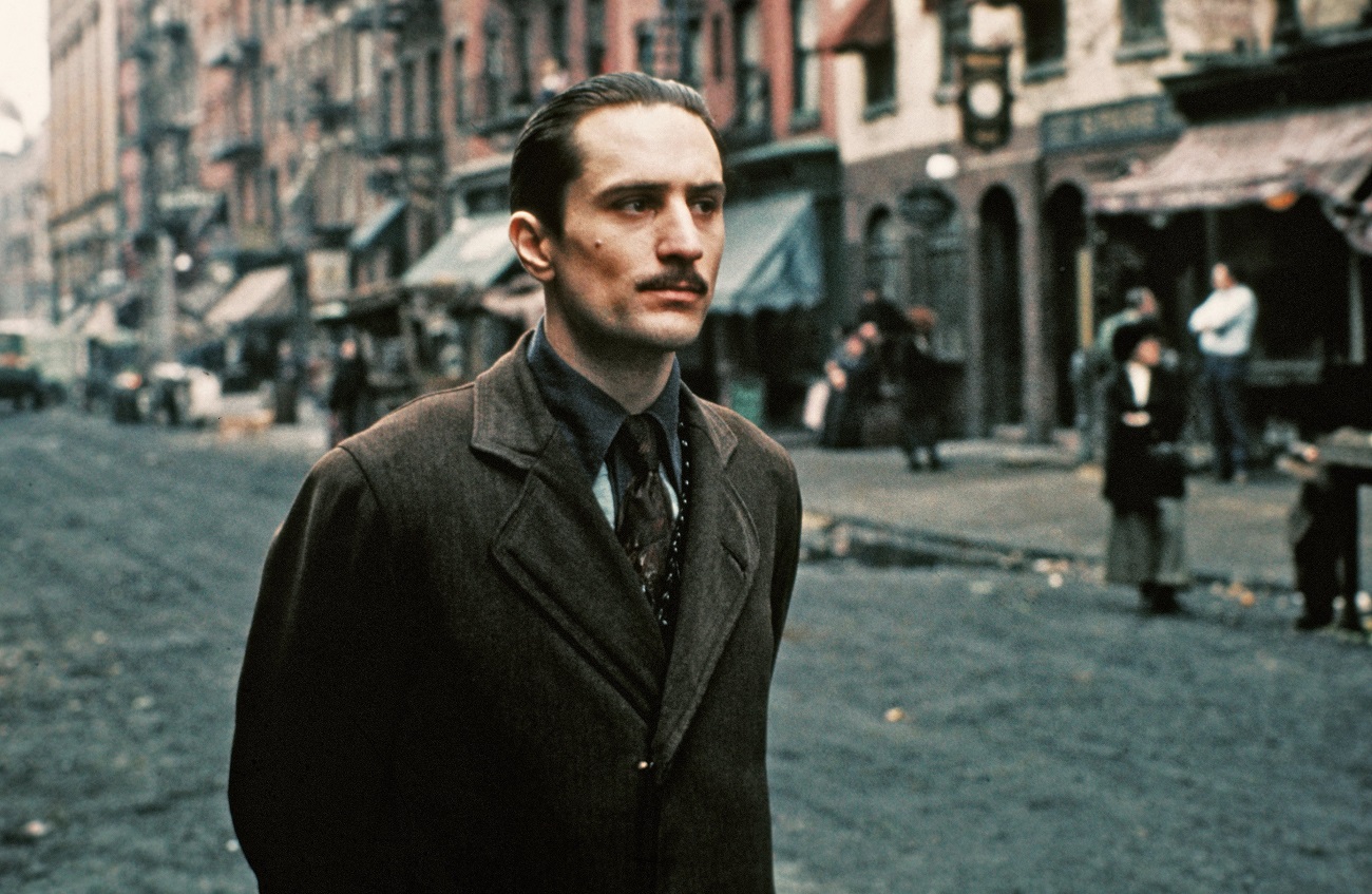 Robert De Niro on the street in costume during the 'Godfather II' shoot