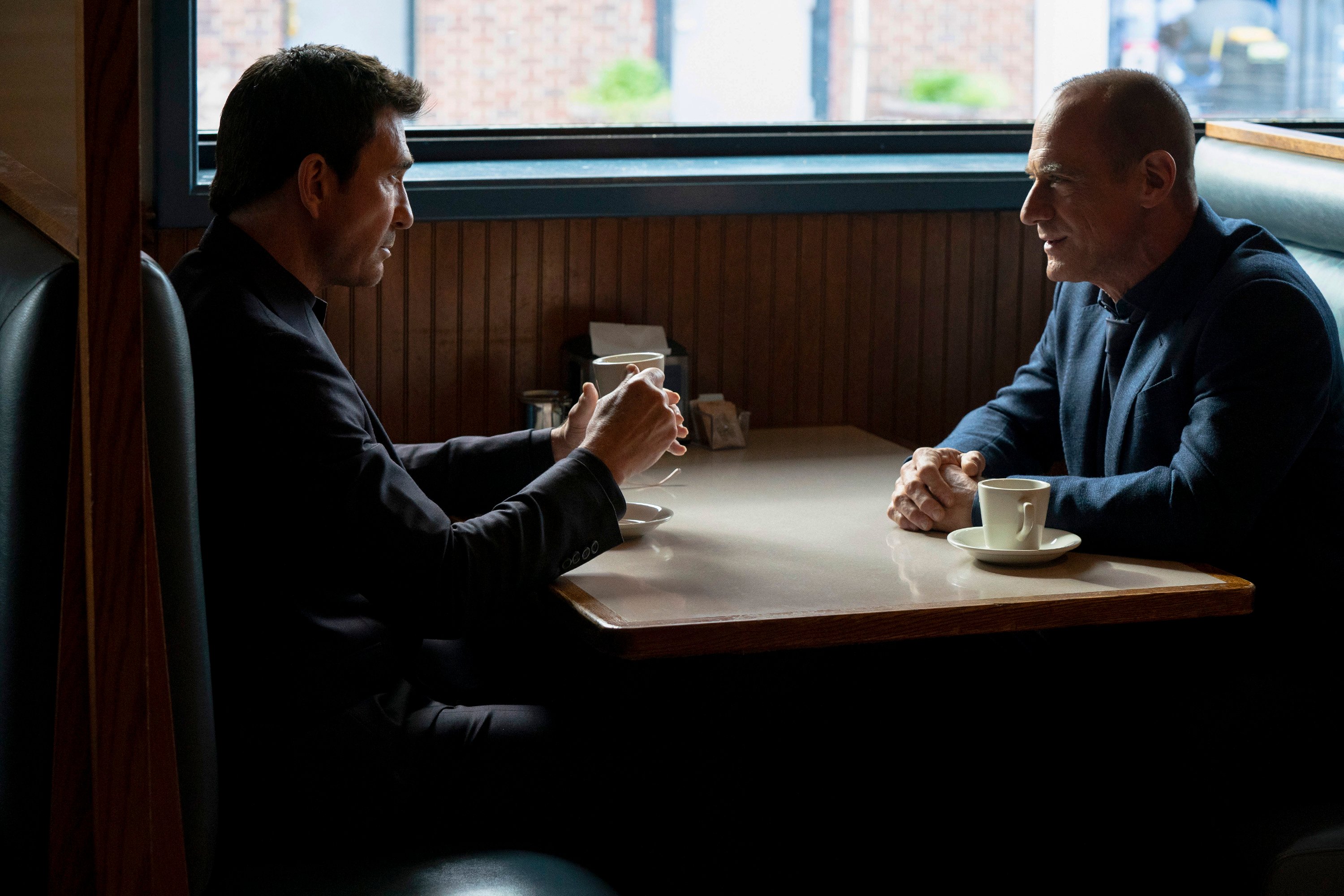 Dylan McDermott as Richard Wheatley and Christopher Meloni as Detective Elliot Stabler