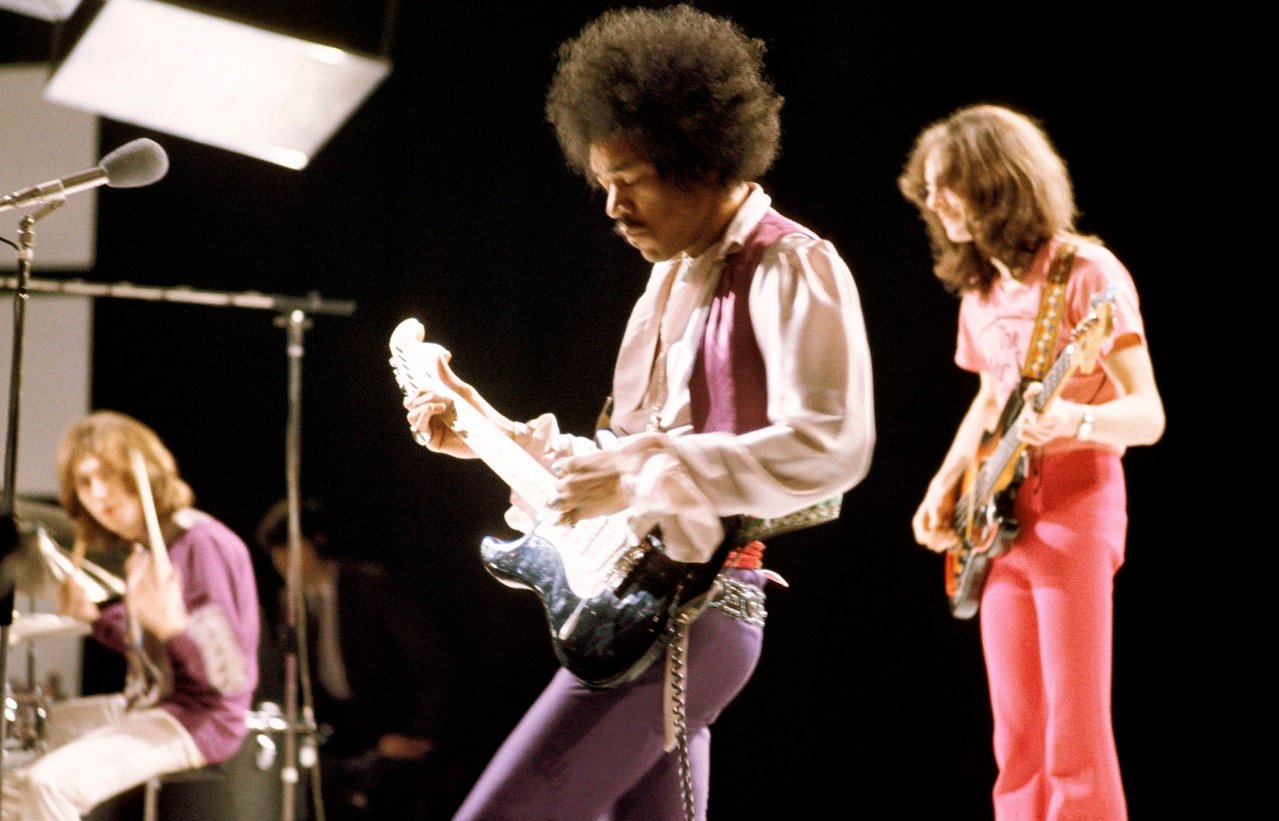 The Jimi Hendrix Experience performing at a TV studio