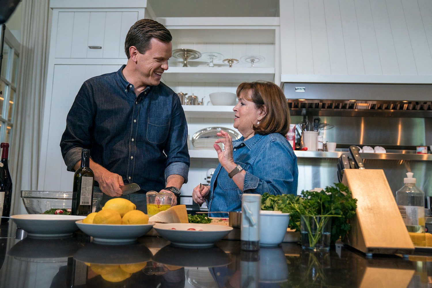 Ina Garten and Willie Geist in Ina's kitchen on Sunday Today