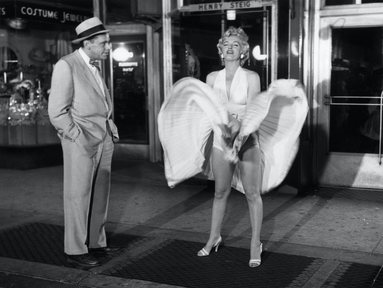 Tom Ewell and Marilyn Monroe in a scene from the movie The Seven Year Itch