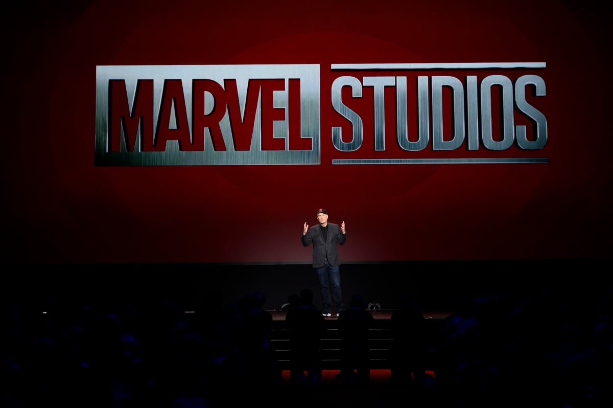 Marvel Studio's Kevin Feige speaks onstage during Disney's D23 Expo in August, 2019.