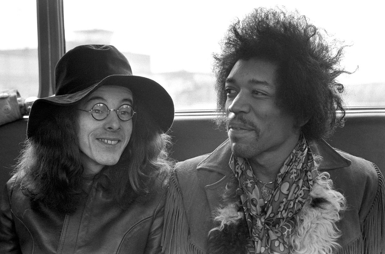 Noel Redding and Jimi Hendrix smile in 1969