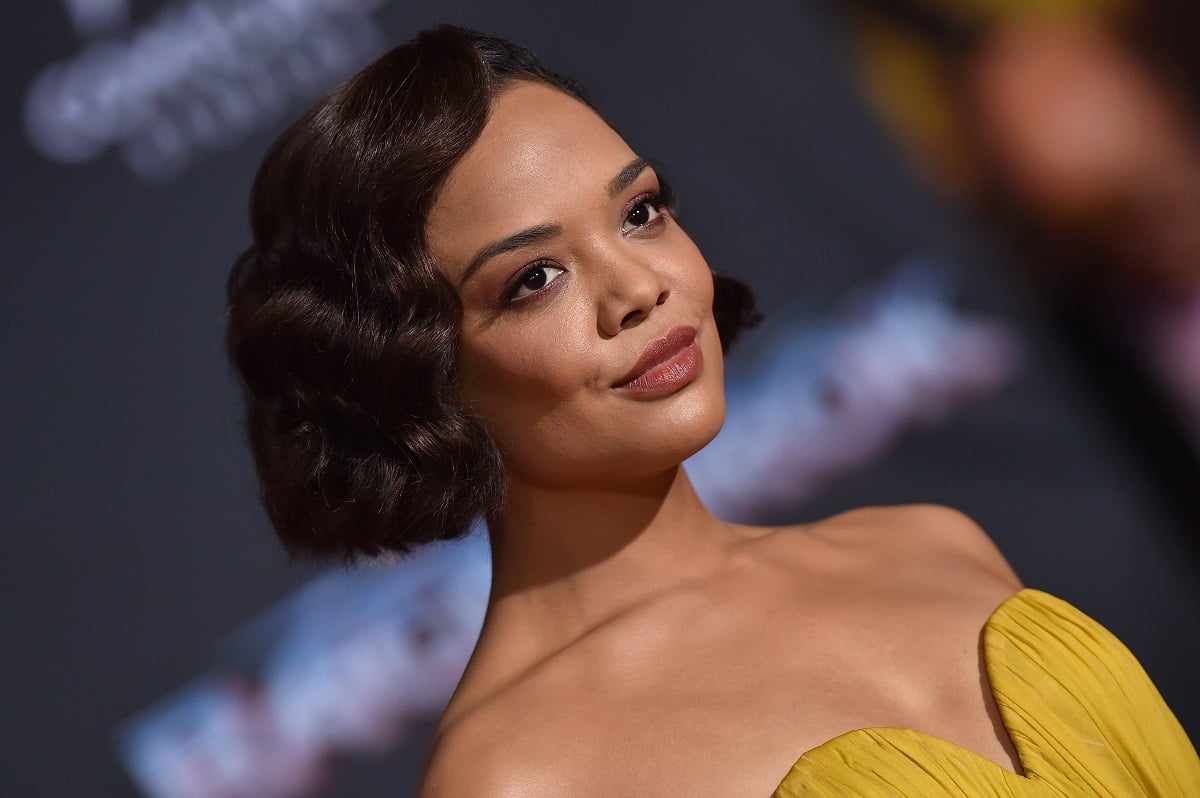 Tessa Thompson arrives at the premiere of Disney and Marvel's 'Thor: Ragnarok' on October 10, 2017, in Los Angeles, California. 