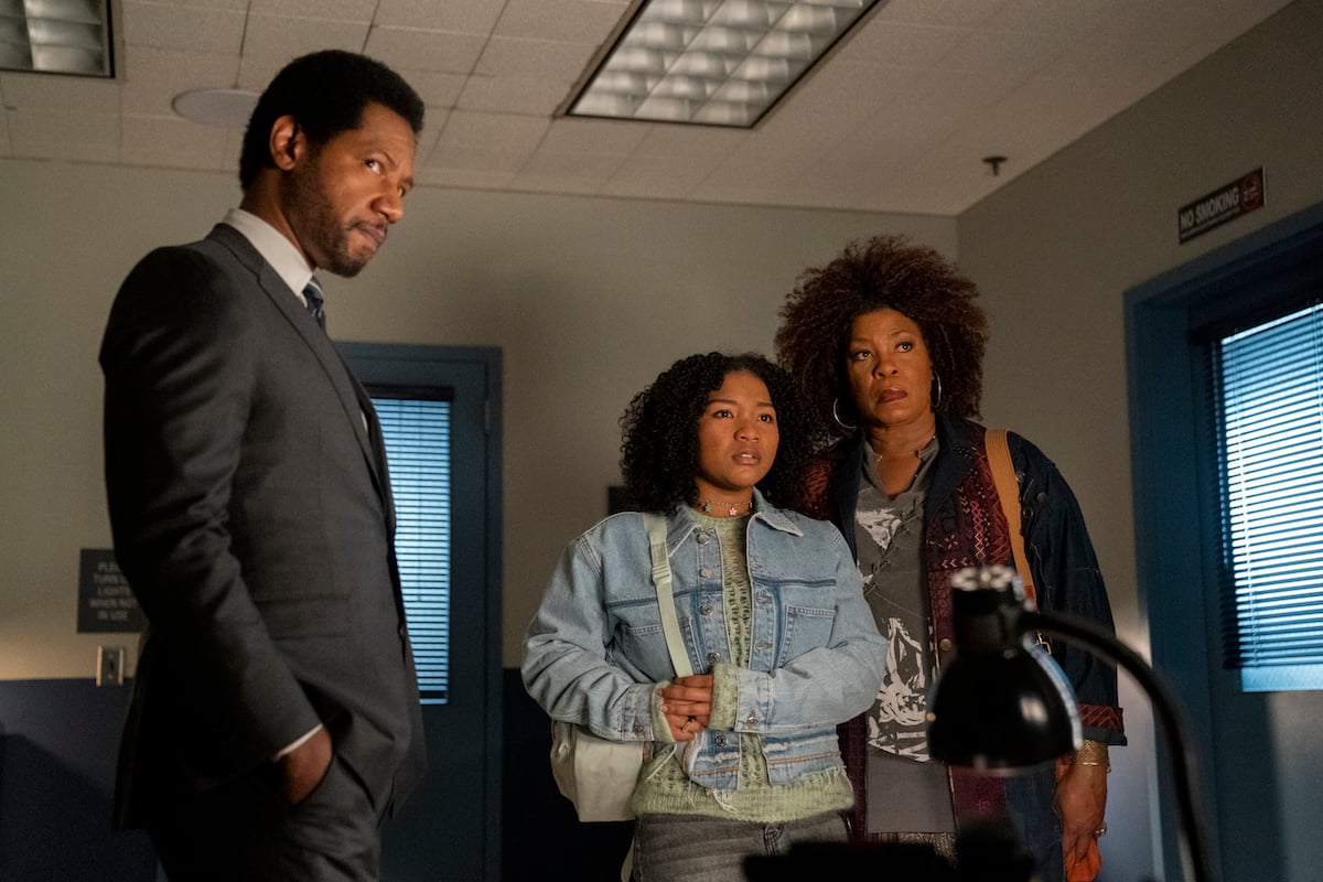 Dante, Delilah, and Vi standing in a room and looking skeptical in The Equalizer