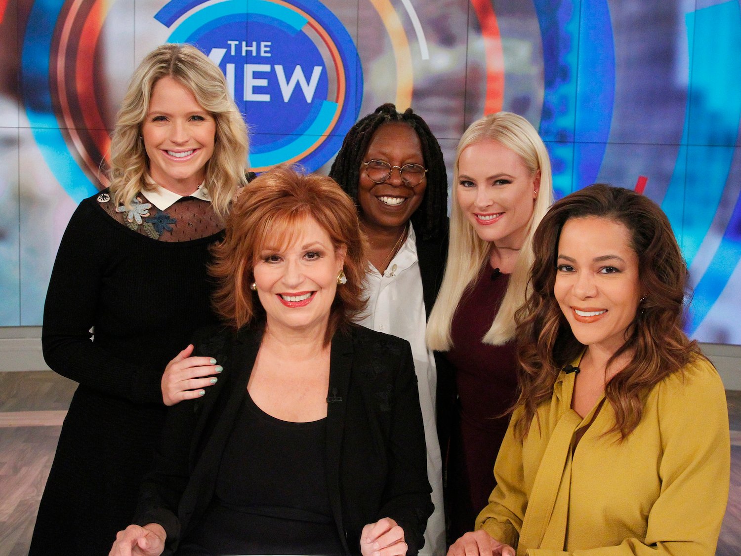 Whoopi Goldberg, Sara Haines, Joy Behar, Sunny Hostin, Meghan McCain on the set of 'The View' in 2018