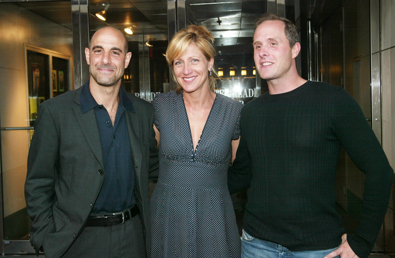 Stanley Tucci, Edie Falco and Paul Schulze pose together at a 2003 screening