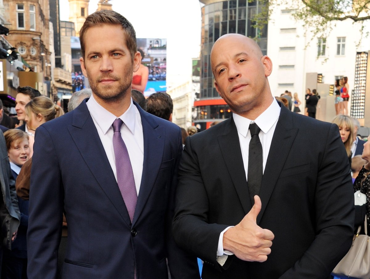 Paul Walker and Vin Diesel attend the premiere of 'Fast & Furious 6' at Empire Leicester Square on May 7, 2013 in London, England