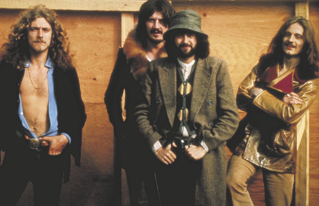Led Zeppelin poses as a group at the 1969 Bath Festival.