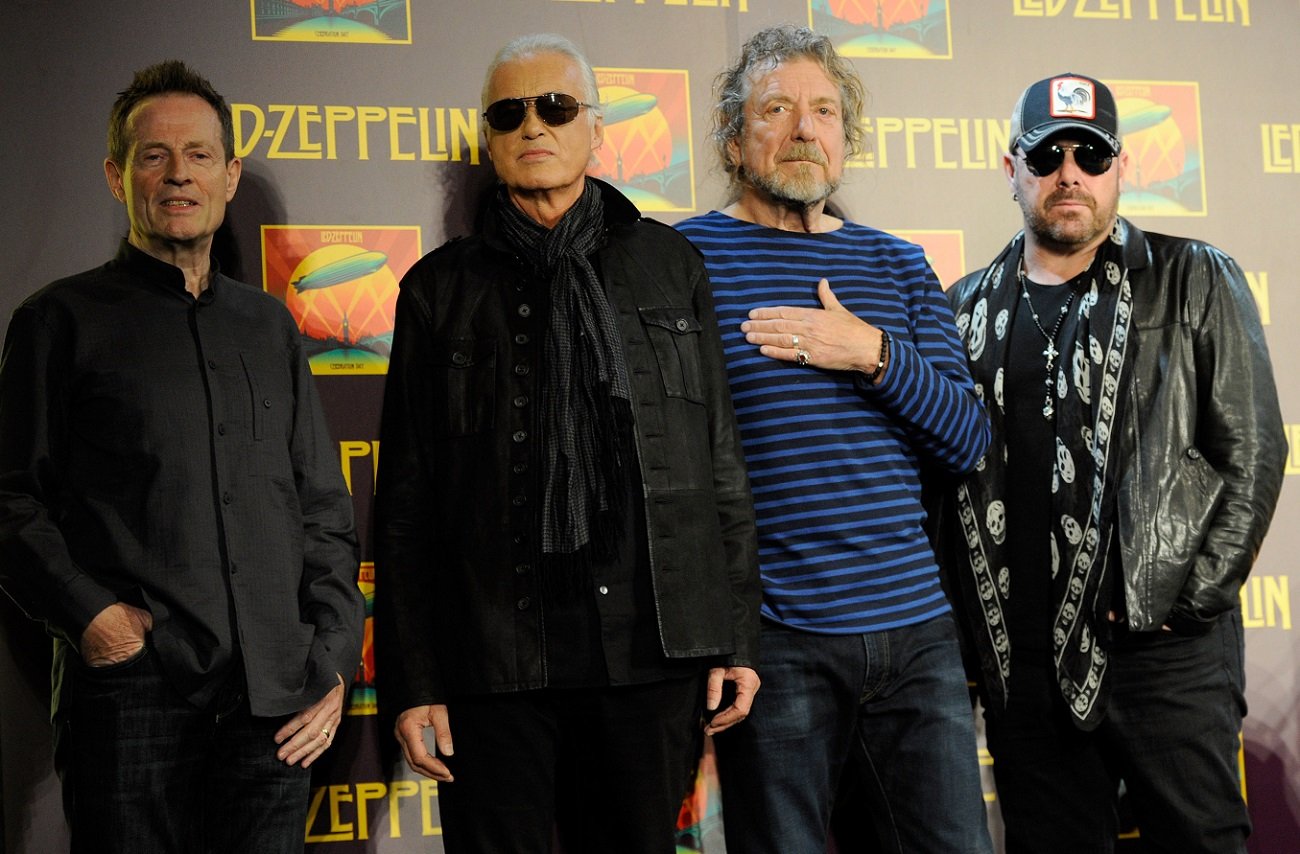 The surviving members of Led Zeppelin and Jason Bonham pose for a photo in 2012