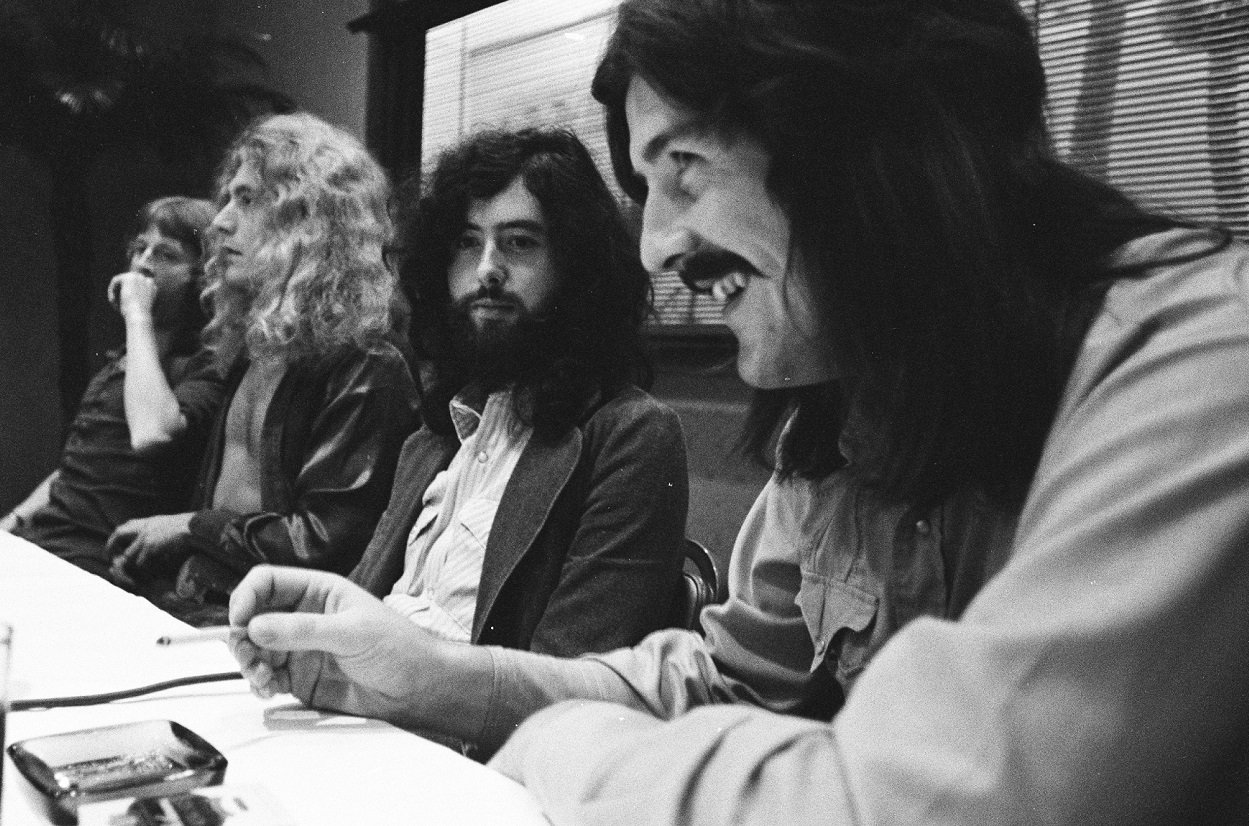 Led Zeppelin at a welcome party for the band at Tokyo Hilton Hotel, Tokyo, Japan, 22nd September 1971.