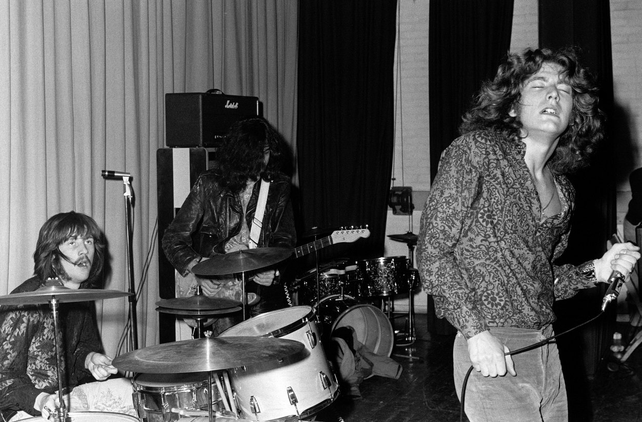 Led Zeppelin performs on stage at a club in 1969.