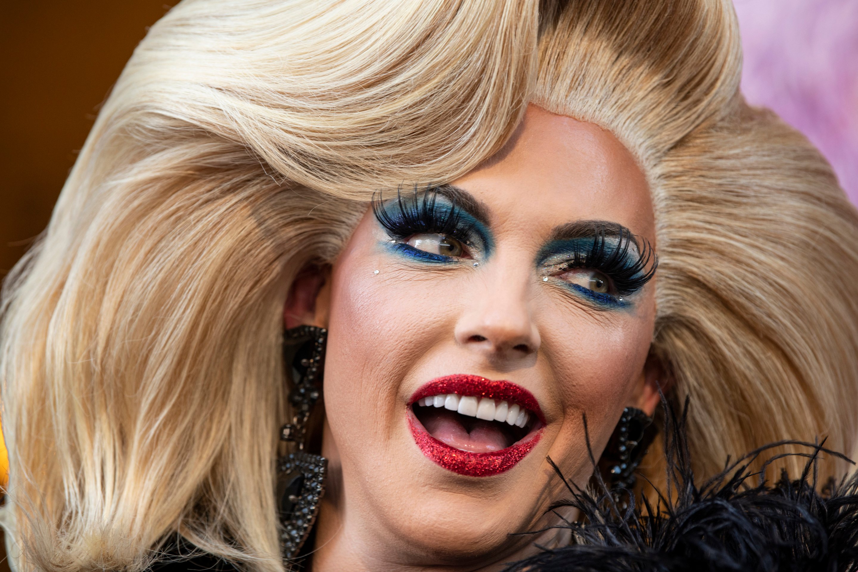 Alyssa Edwards of 'RuPaul's Drag Race' attends the 'Alyssa Memoirs of a Queen' Gala night, close up of Alyssa's makeup