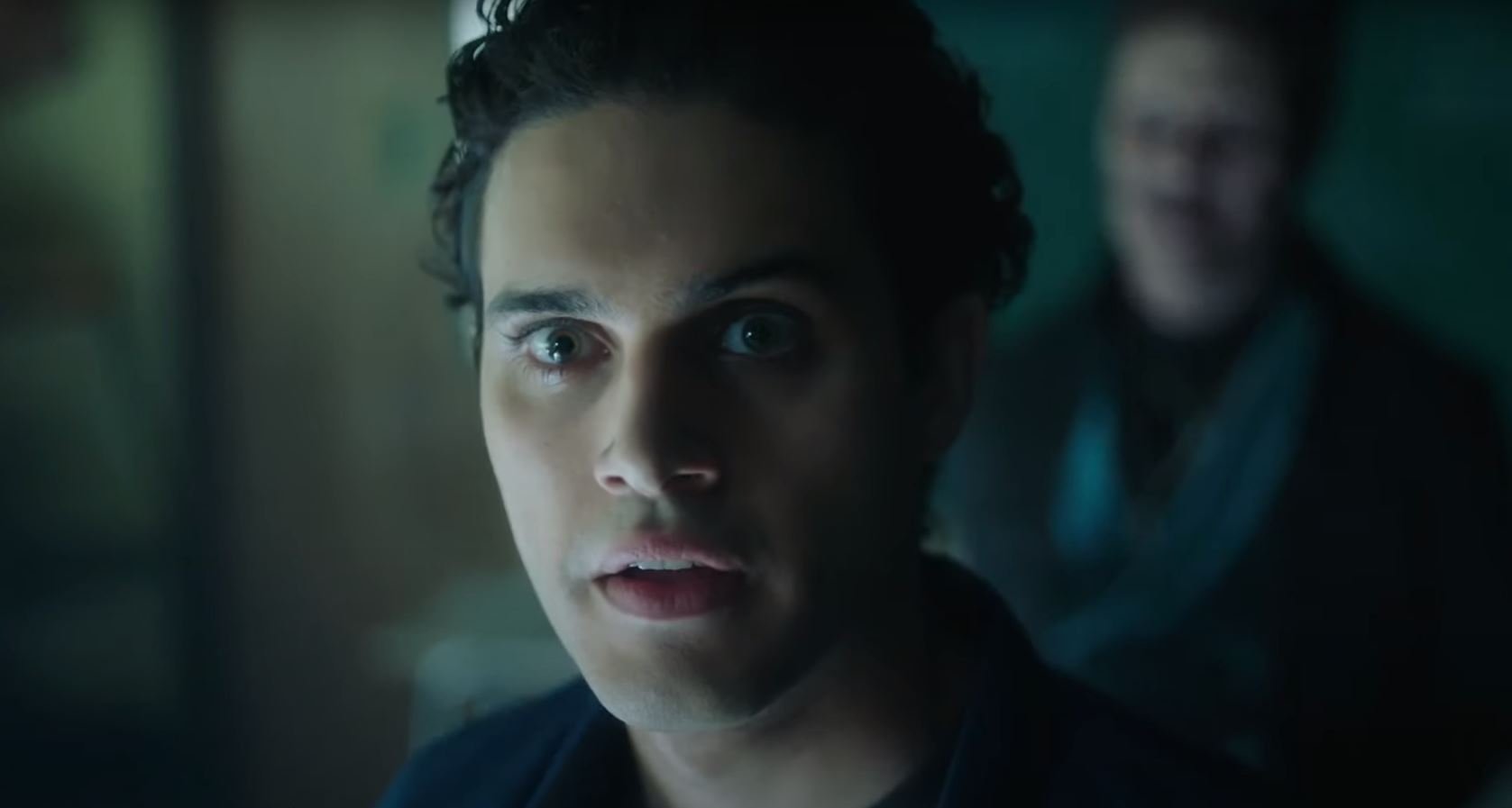 headshot of Aria Shahghasemi in 'Legacies' looking surprised