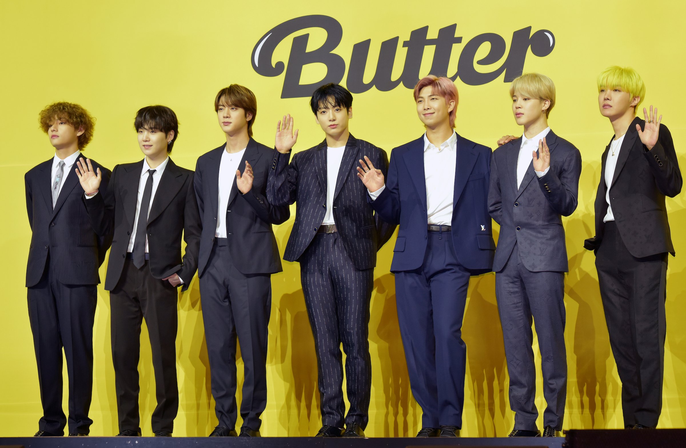 BTS attends a press conference for BTS's new digital single 'Butter' in Seoul, South Korea