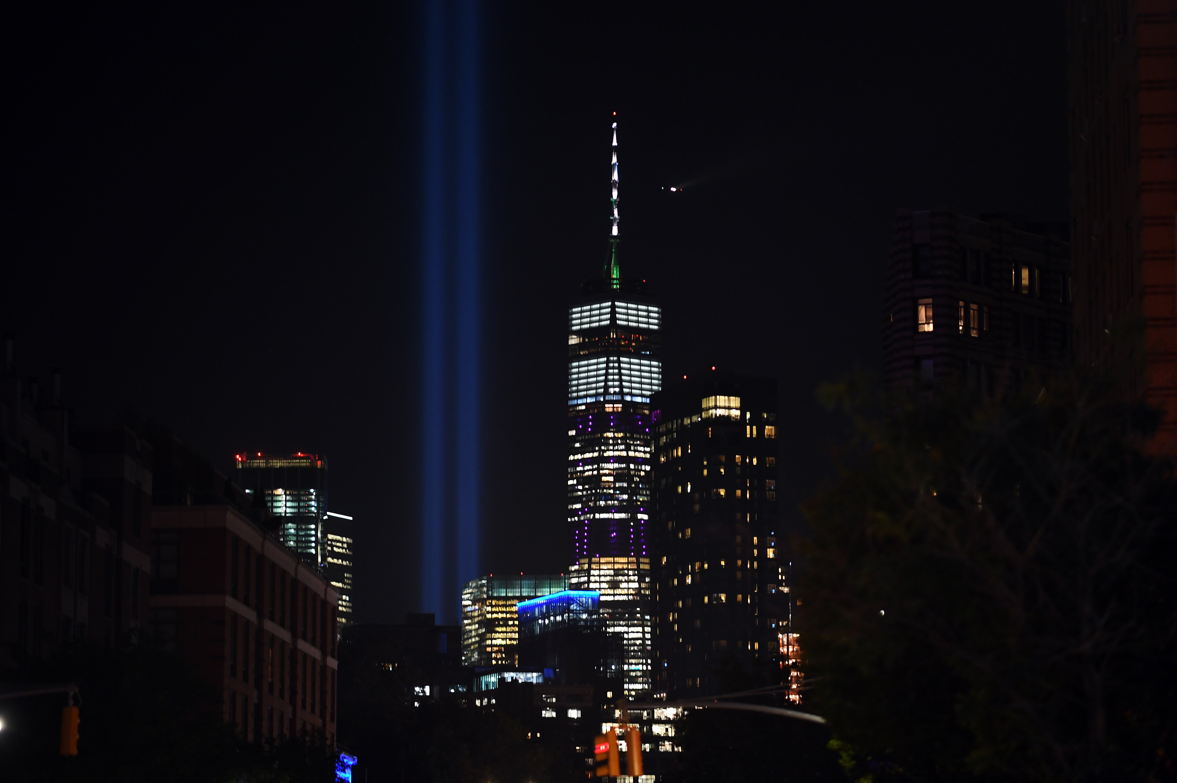 New York City pays tributes to the victims of the September 11 terrorist attacks with light beacons symbolizing the fallen towers