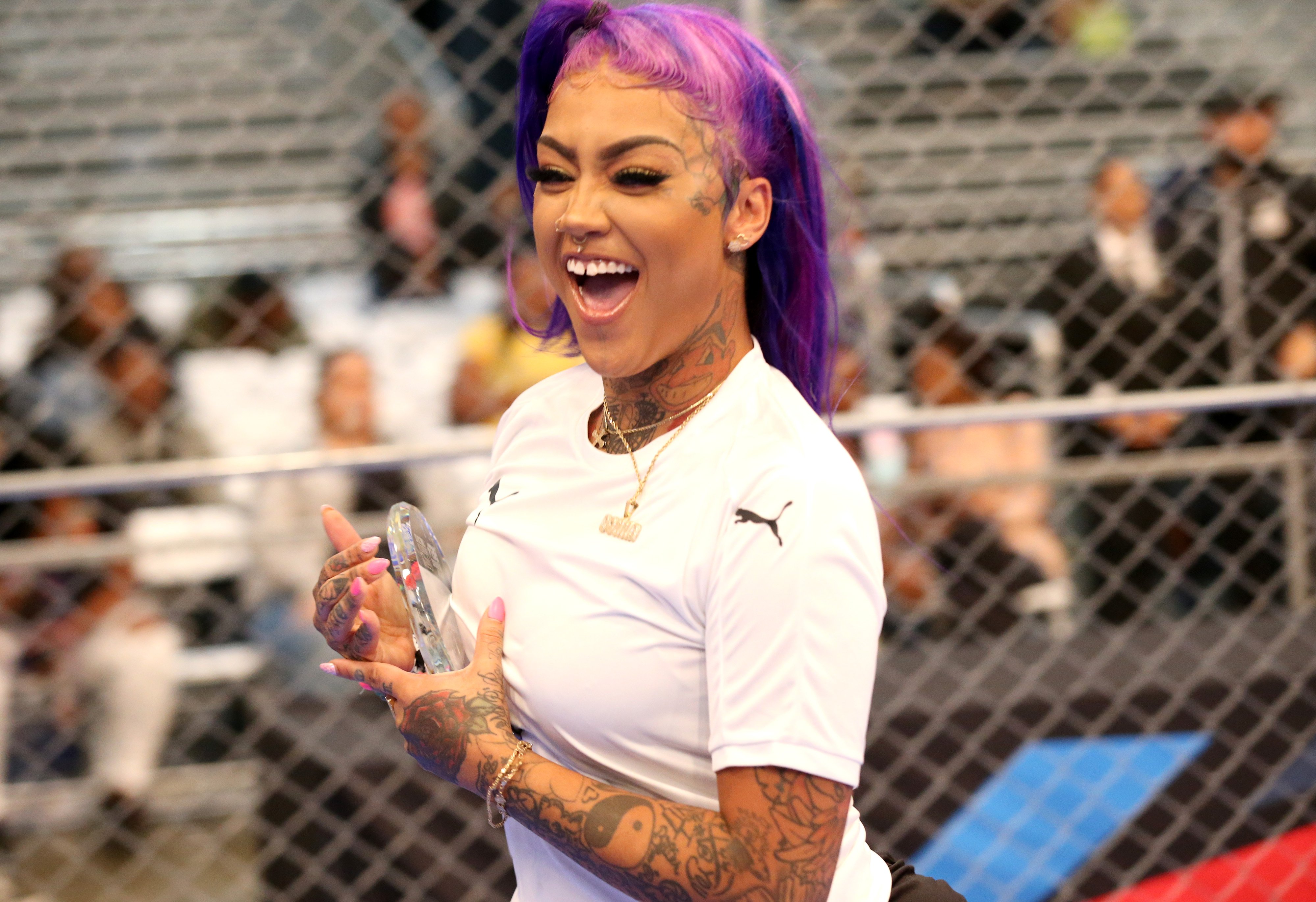Donna Marie Lombardi attends the 2019 BET Experience Celebrity Dodgeball Game