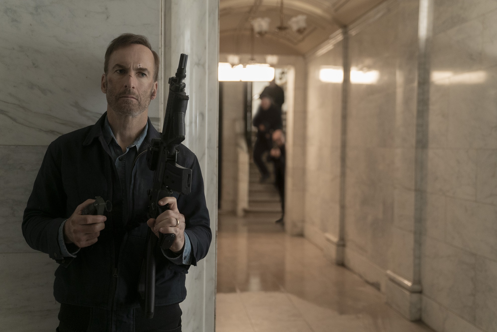 Bob Odenkirk takes cover in Nobody