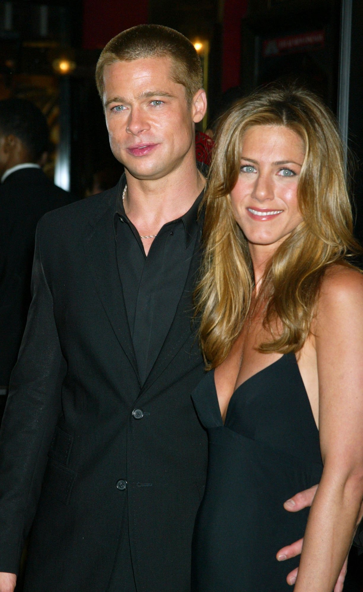 Brad Pitt and Jennifer Aniston attending the "Troy" New York Premiere