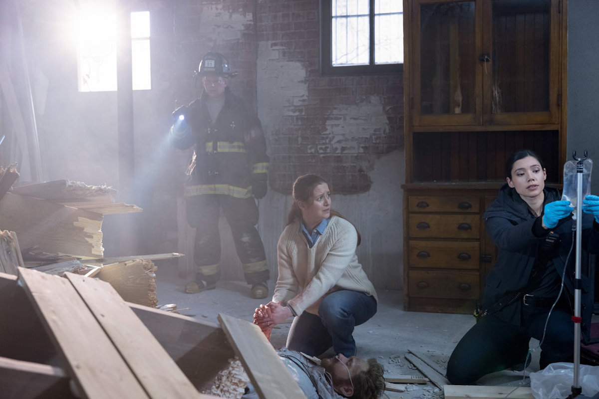 The 'Chicago Med' cast in season 6 acting on set during a tense scene