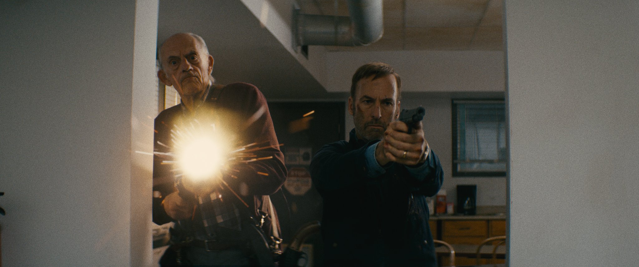 Christopher Lloyd and Bob Odenkirk shoot guns together