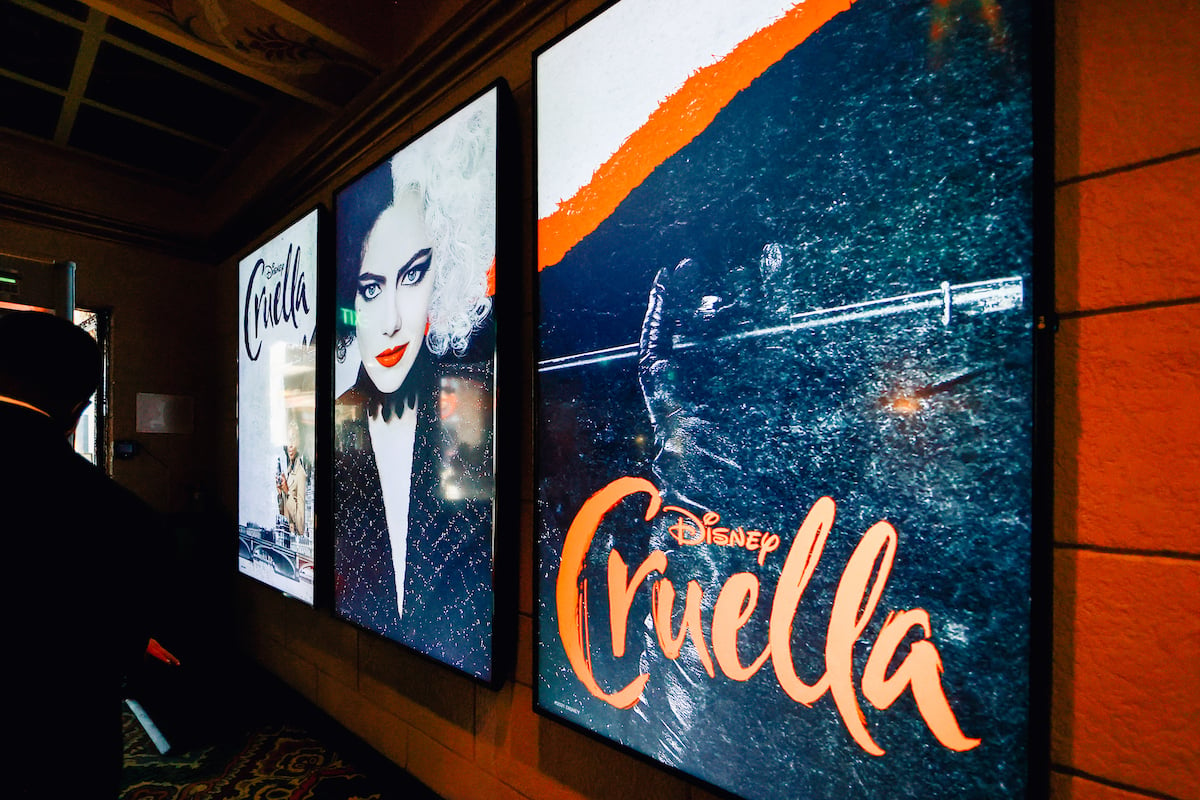 The 'Cruella' poster display at the El Capitan Theatre