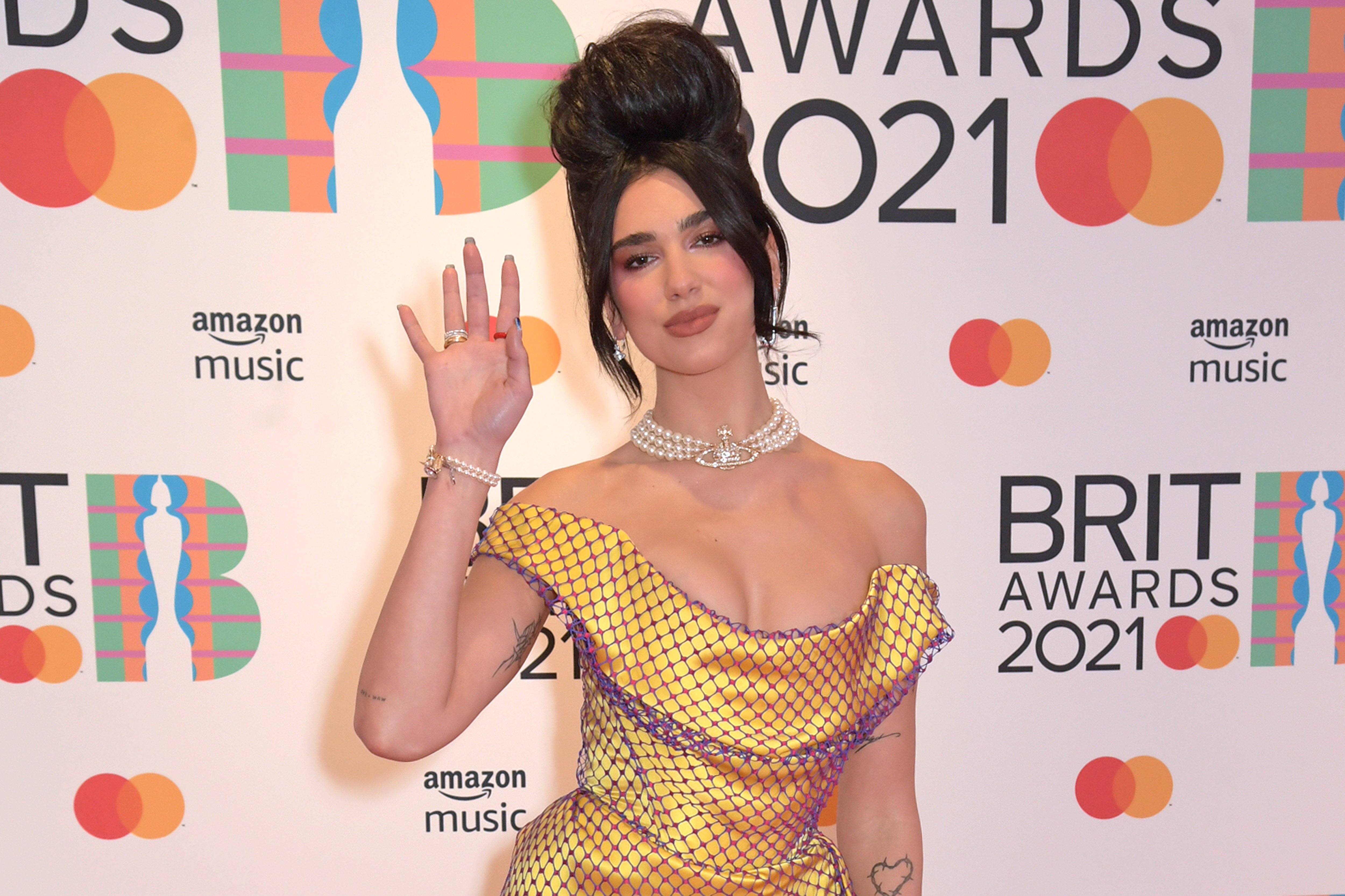 Dua Lipa arrives at The BRIT Awards 2021 at The O2 Arena