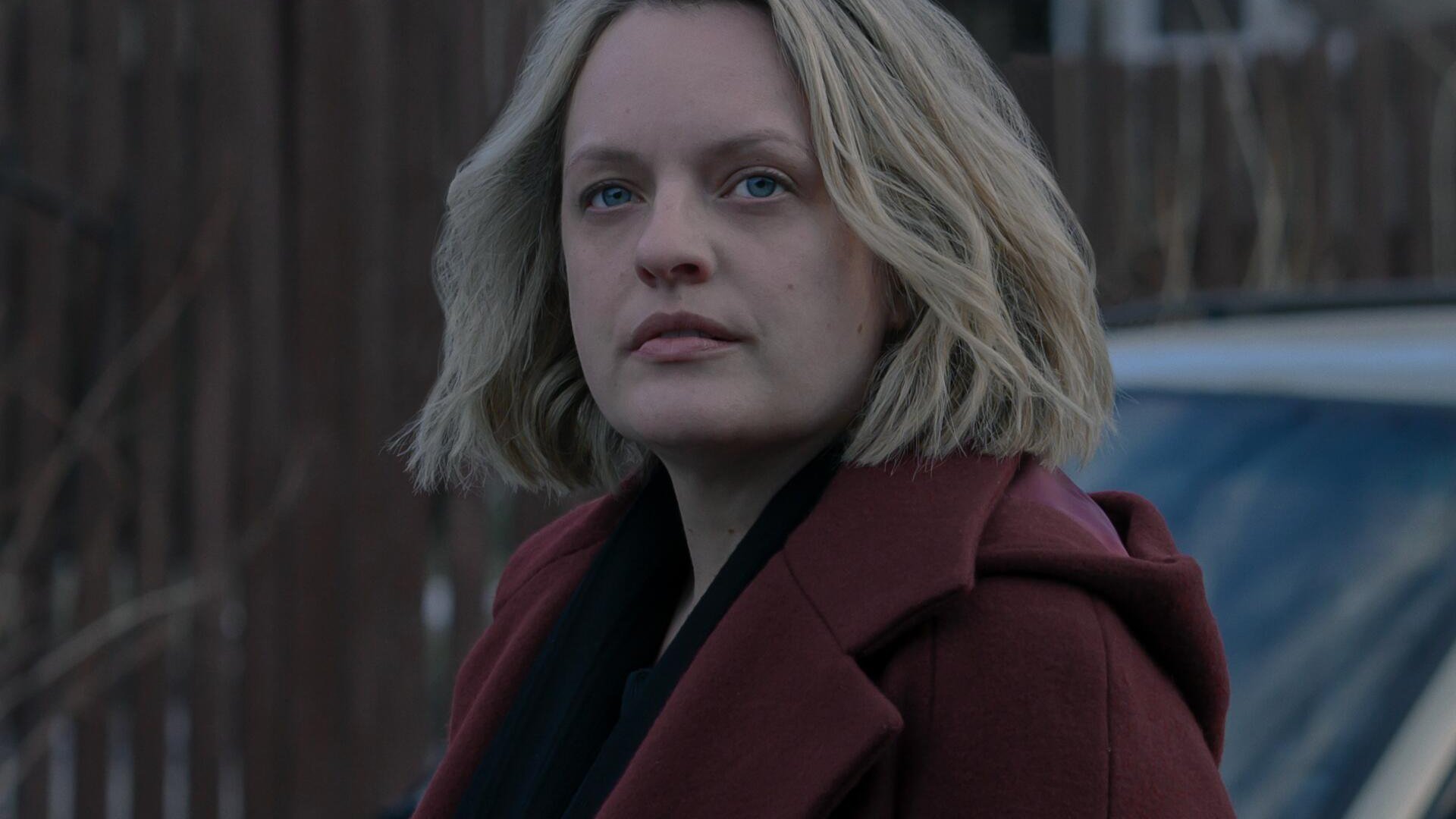 Elisabeth Moss as June looks in the distance in ‘The Handmaid’s Tale’ Season 4 Episode 10 finale, ‘The Wilderness.’