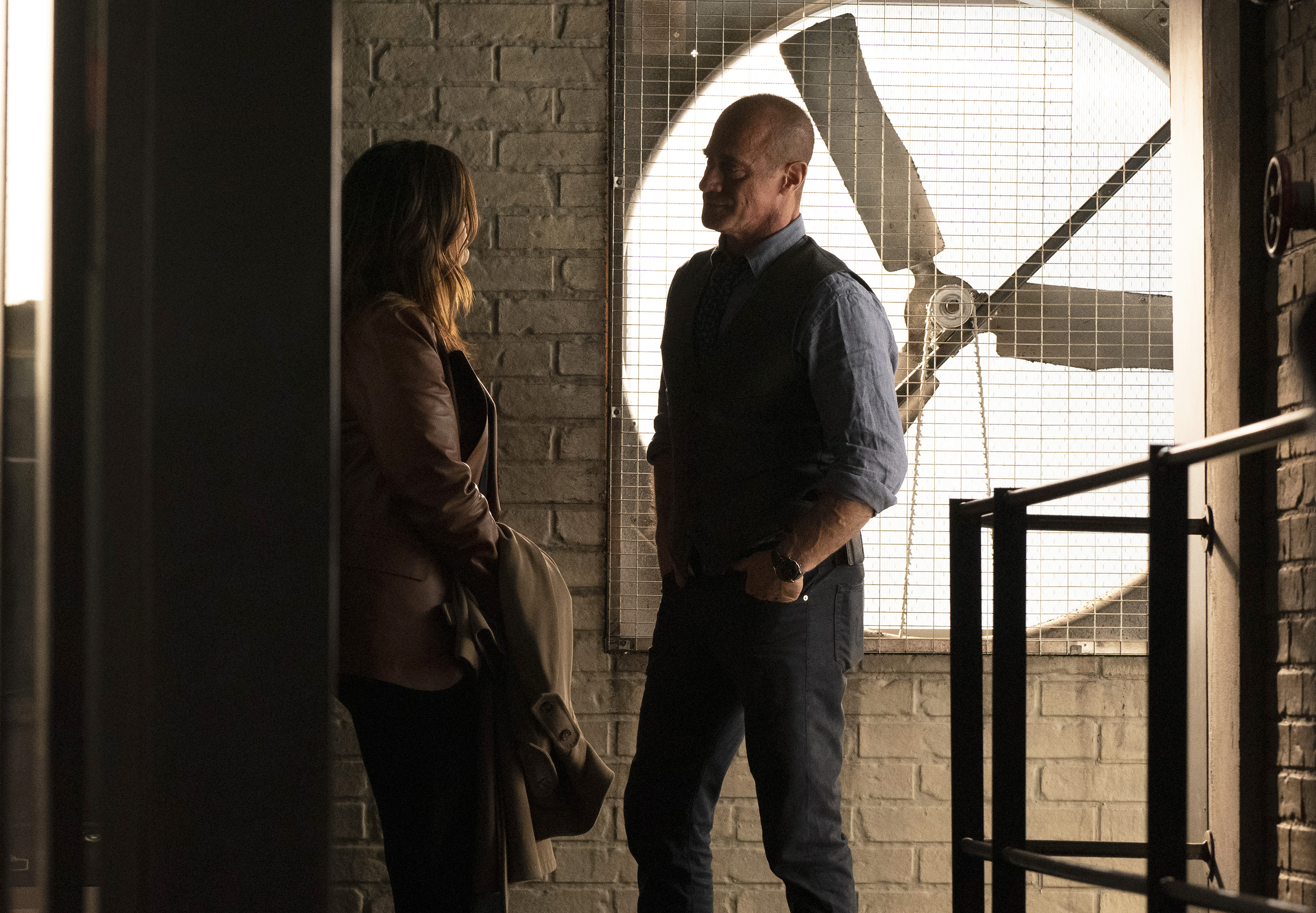 Mariska Hargitay as Captain Olivia Benson and Christopher Meloni as Detective Elliot Stabler in a scene from 'Law & Order: Organized Crime'