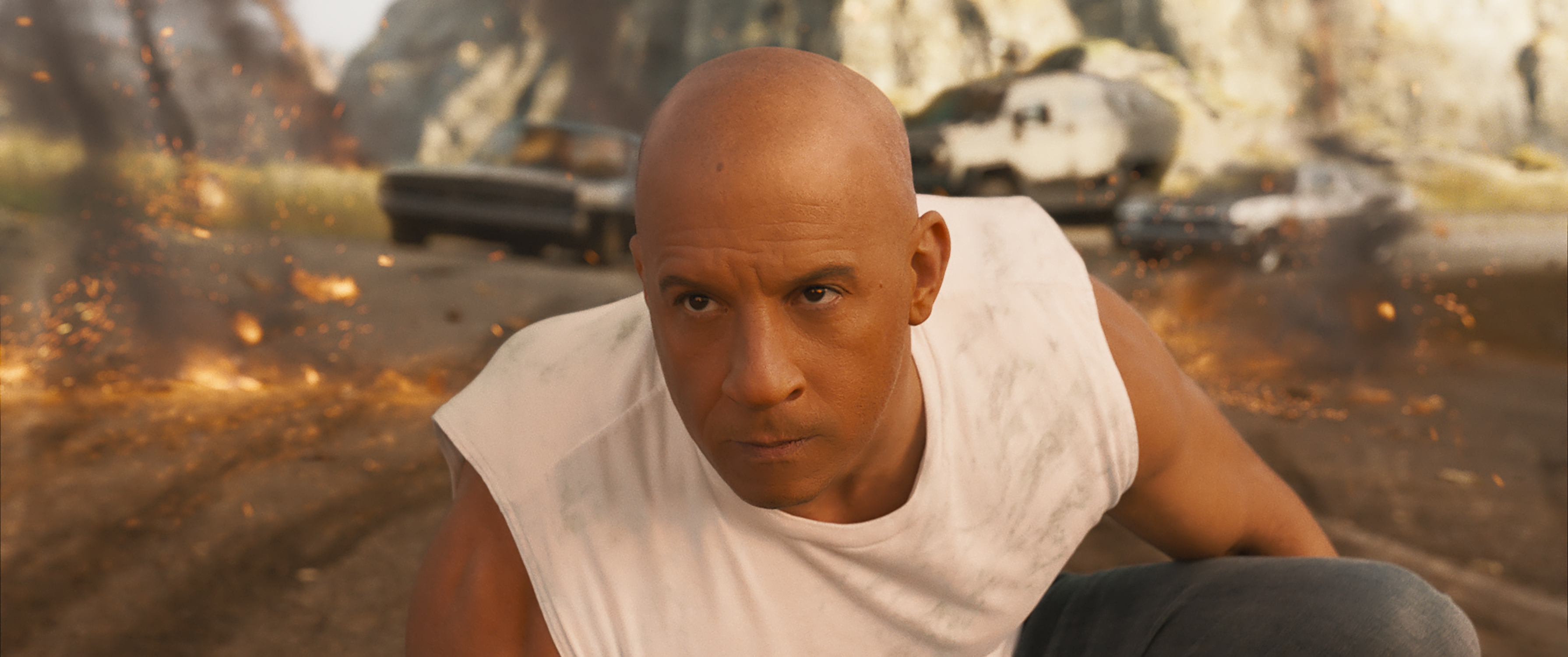 F9: Vin Diesel crouches and stars menacingly