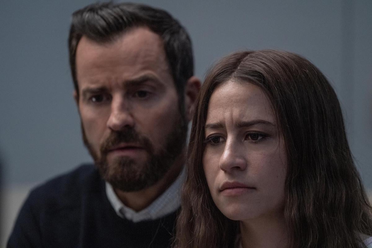 Justin Theroux) and Ilana Glazer look concerned in a photo from Hulu's 'False Positive'