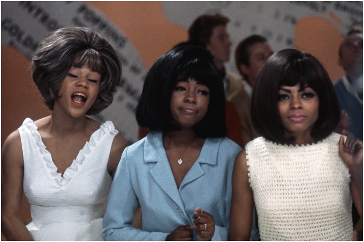 The Supremes (L-R): Florence Ballard, Mary Wilson, and Diana Ross performing onstage.