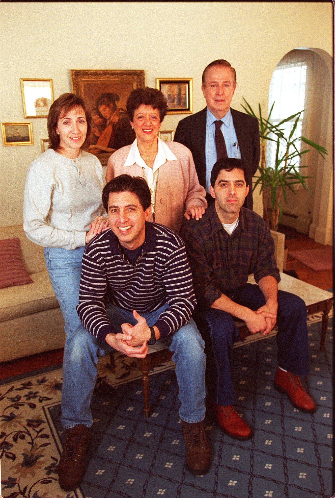 front left to right: actor Ray Romano and his brother Richard; back left to right: Romano's wife Anna, his mother Lucy, and his father Al, 1996