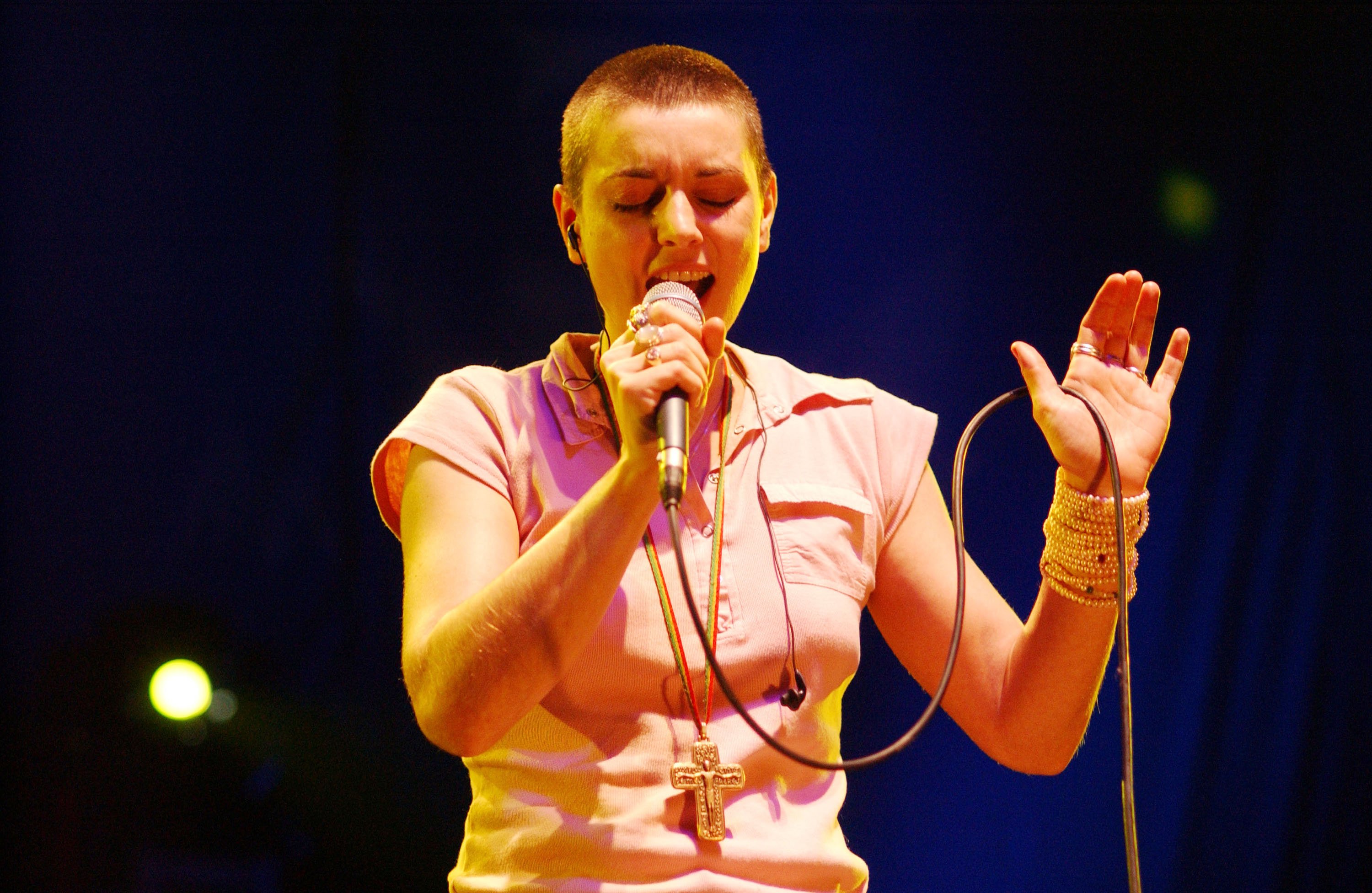 Irish singer Sinéad O'Connor performing live in concert in Dublin, 2003