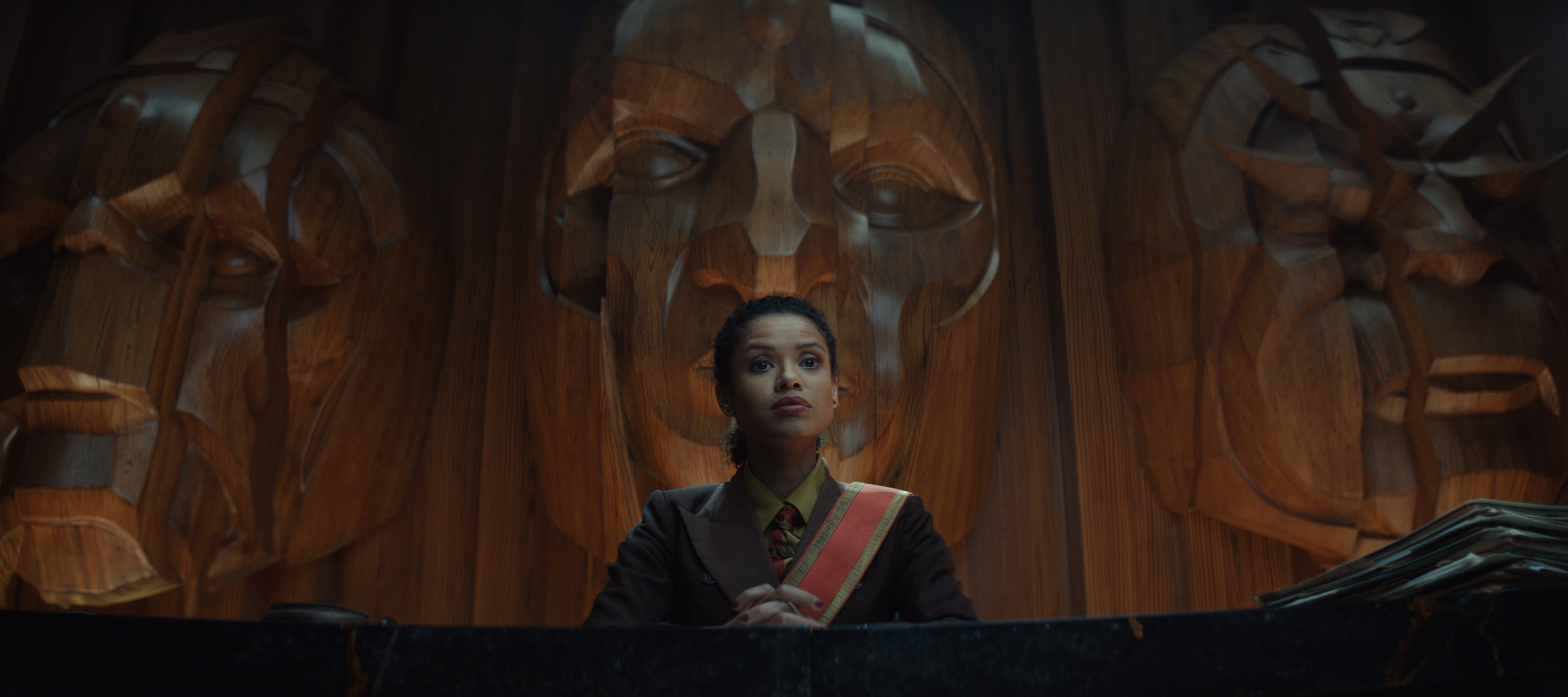 Gugu Mbatha sits on the bench as a TVA judge on Loki