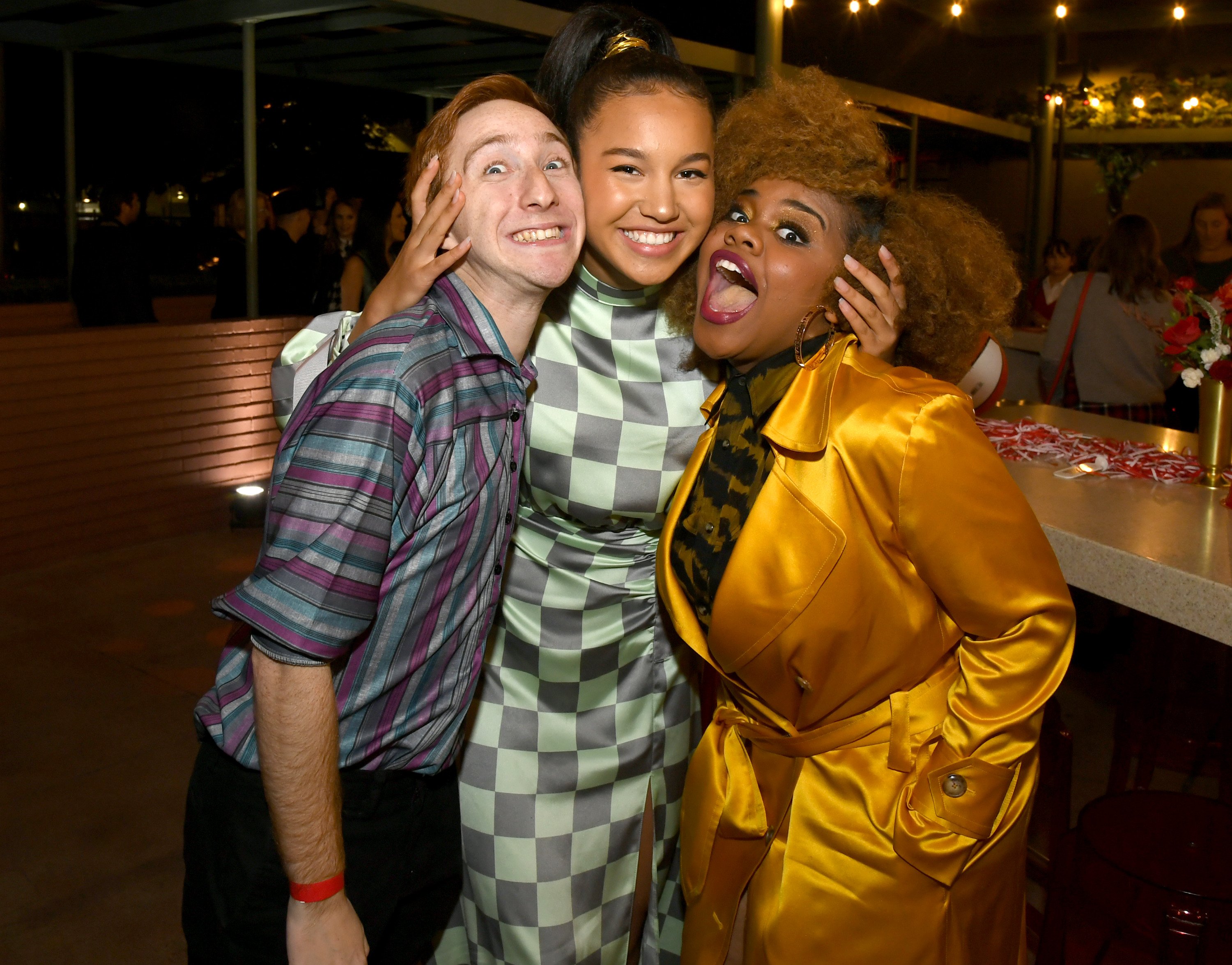 Larry Saperstein, Sofia Wylie and Dara Reneé pose at the after party for the premiere of Disney+'s 'High School Musical: The Musical: The Series'
