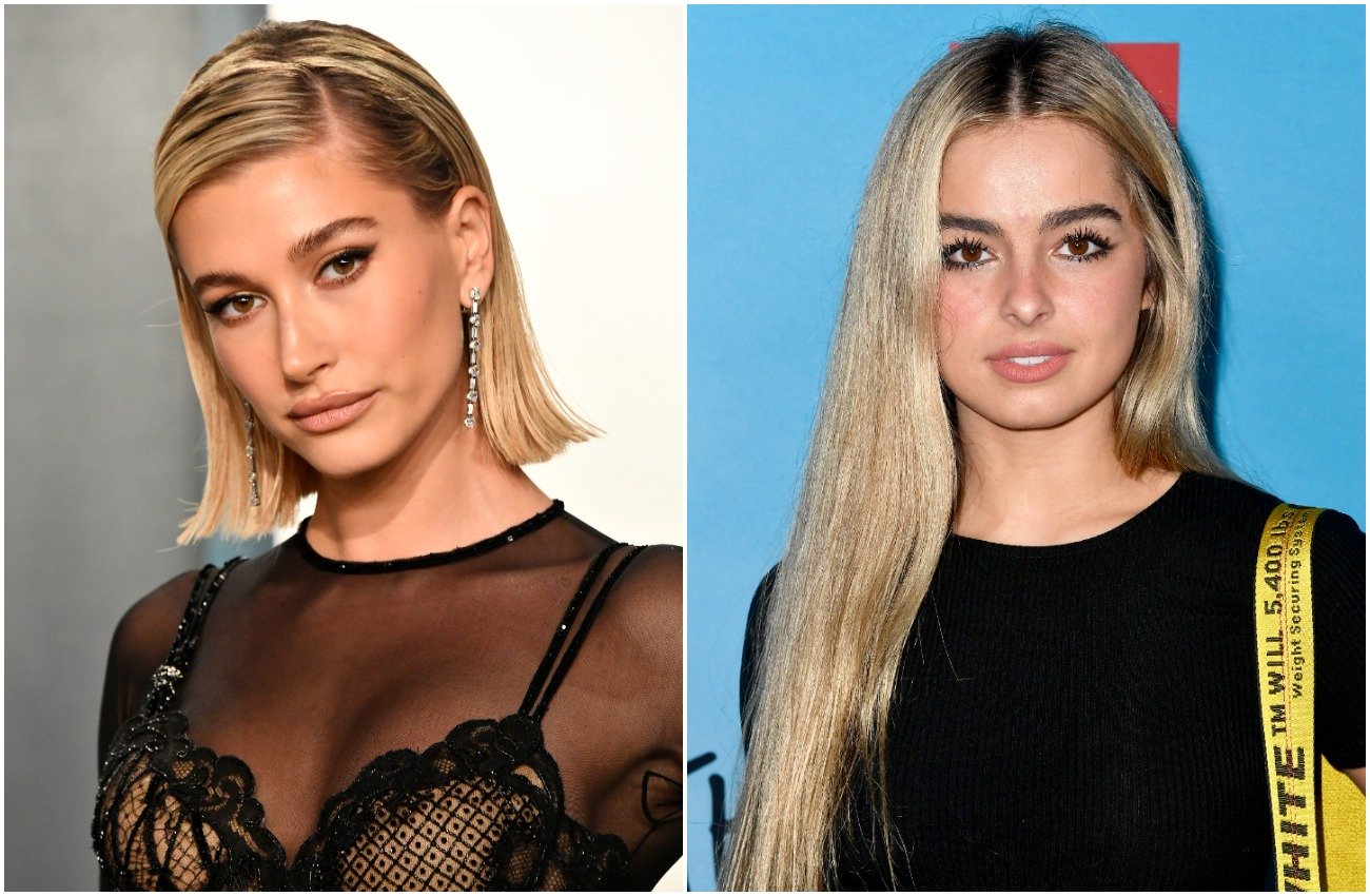 Photos of Hailey Bieber and Addison Rae side by side
